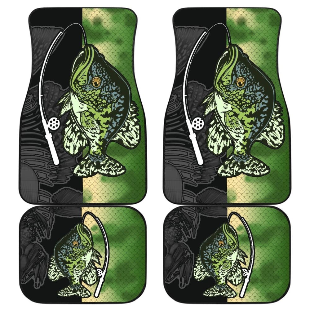 Premium Black Crappie Fishing Car Floor Mats - Non-Slip, Custom Fit 182417 - Perfect for Trucks, SUVs & Outdoor Enthusiasts