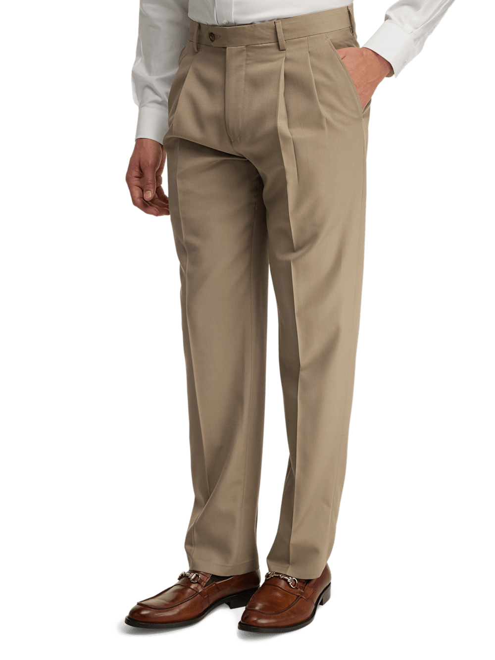 Premium Wool Gabardine Dress Pants for Men - Classic Tan Color | Office Wear, Business Casual & Formal Occasions