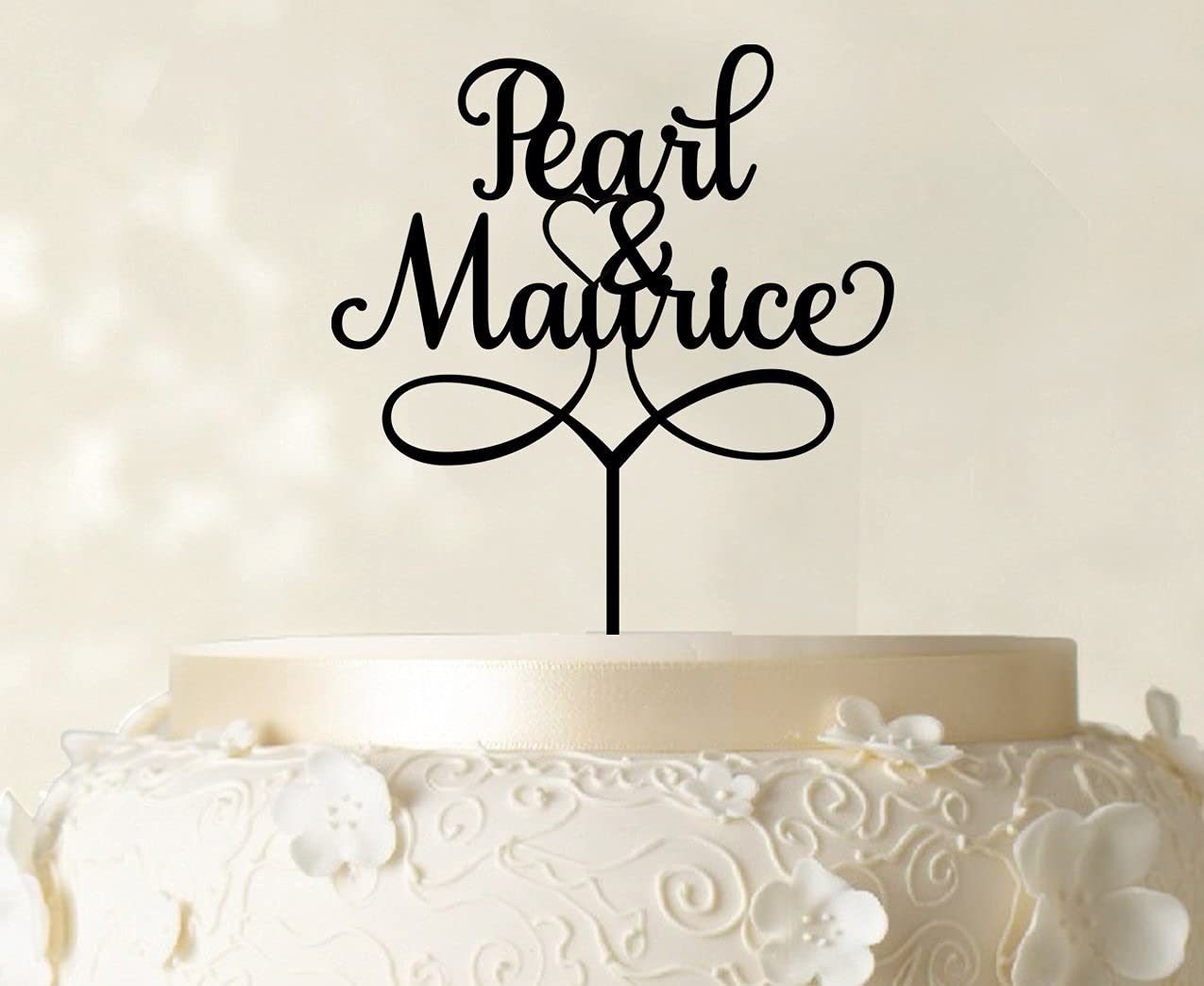 Elegant Personalized Mr & Mrs Cake Topper - Custom Wedding Cake Decoration (6-7 Inches Wide, Color Options) | Perfect for Anniversary, Bridal Shower & Wedding Cake Decorating