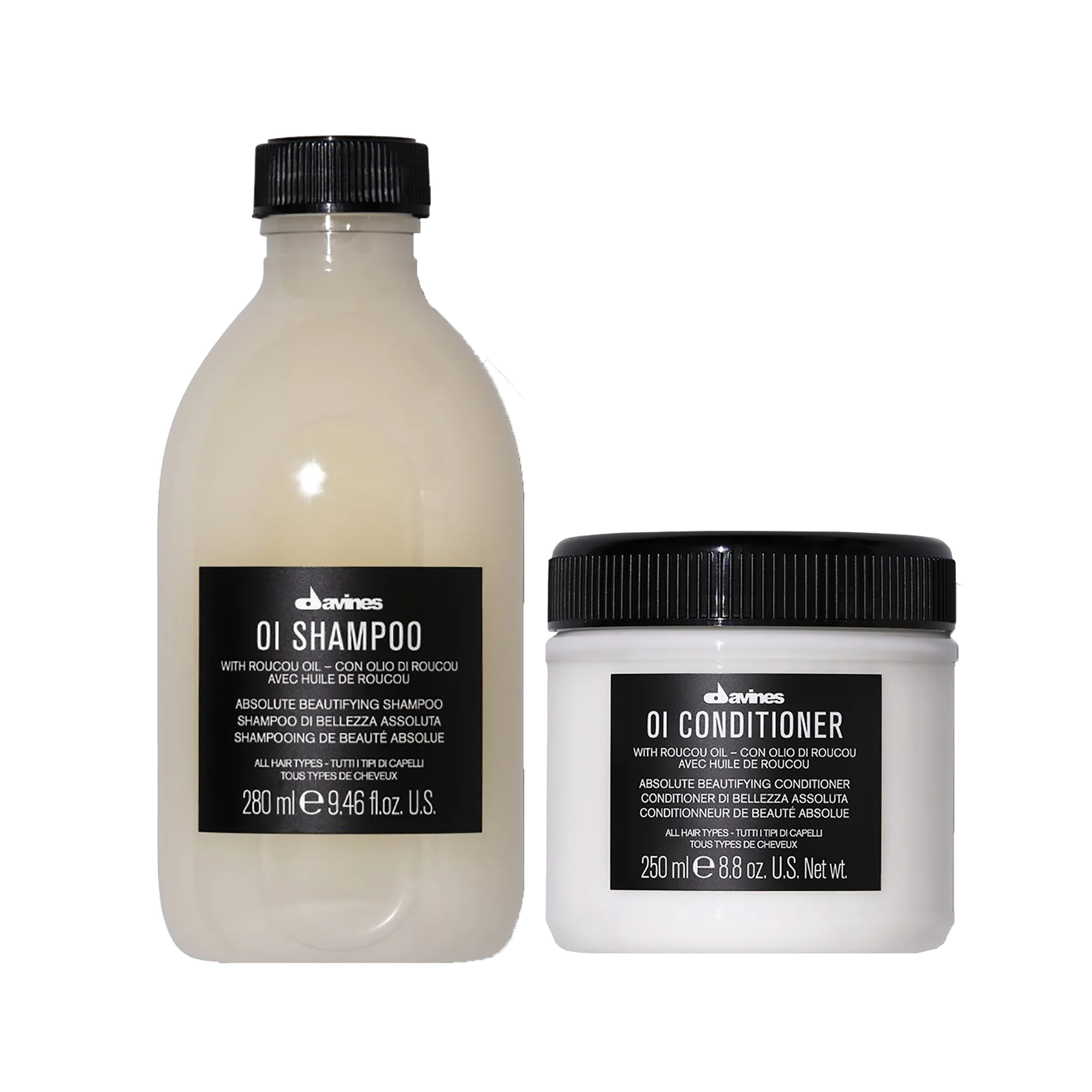 Davines Oi Duo Shampoo and Conditioner Set - Nourishing & Hydrating Hair Care for Dry, Damaged Hair - Salon Quality Treatment for Smooth, Shiny Locks - Perfect for Daily Use at Home or Salon