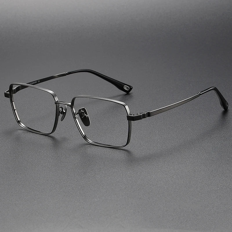 CCspace Men's Full Rim Square Titanium Eyeglasses Frame 57207 - Lightweight Durable Glasses for Work, Reading & Fashion