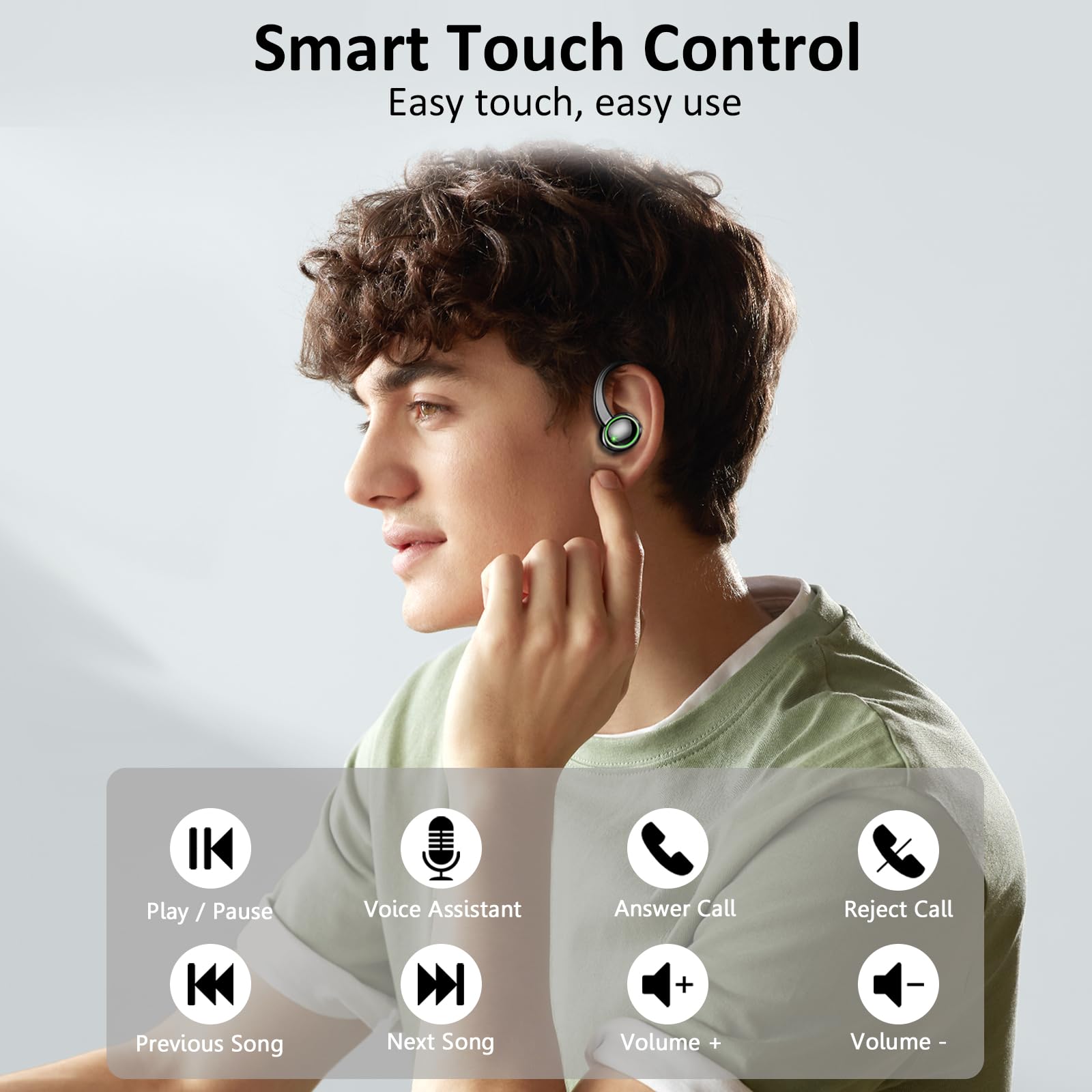Wireless Earbuds Bluetooth 5.4 with 50H Playback, ENC Noise Cancelling Mic & Deep Bass - IP7 Waterproof Sports Earphones with Earhooks for Gym, Running, Workout | Perfect for Fitness Enthusiasts & Active Lifestyles