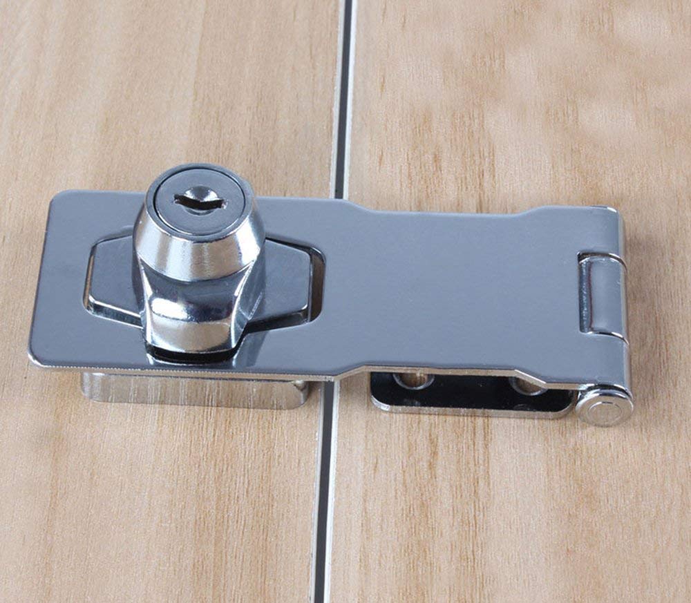 Stainless Steel Chrome Plated Keyed Hasp Lock with Twist Knob - Secure Cabinet Door Lock with Screws Included | Ideal for Storage Boxes, Tool Chests & Outdoor Sheds