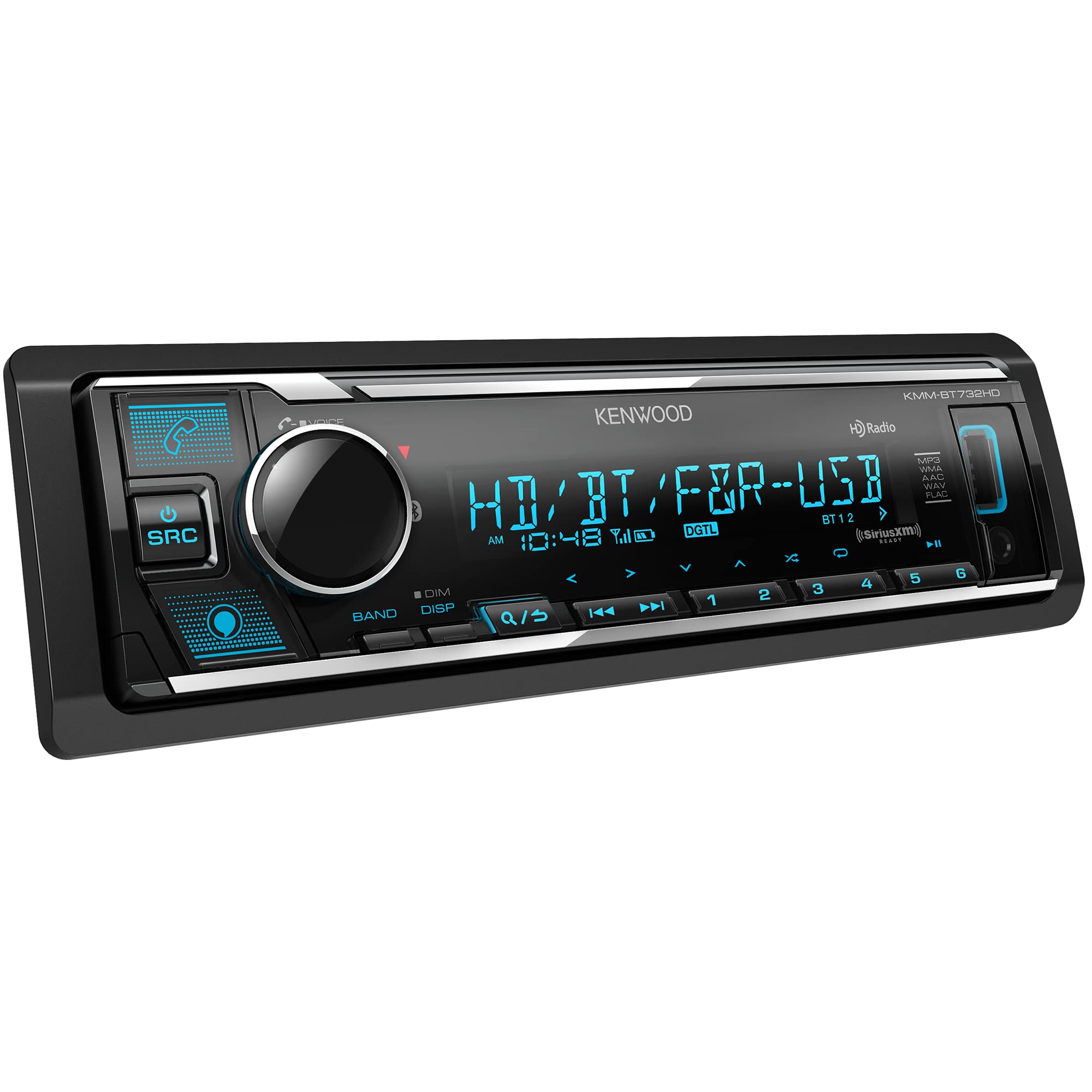 KENWOOD KMM-BT732HD Bluetooth Car Stereo with USB Port | AM/FM HD Radio | MP3 Player | Multi-Color LCD Display | Detachable Faceplate | Built-in Amazon Alexa | SiriusXM Tuner Compatible | Perfect for Road Trips & Daily Commuting