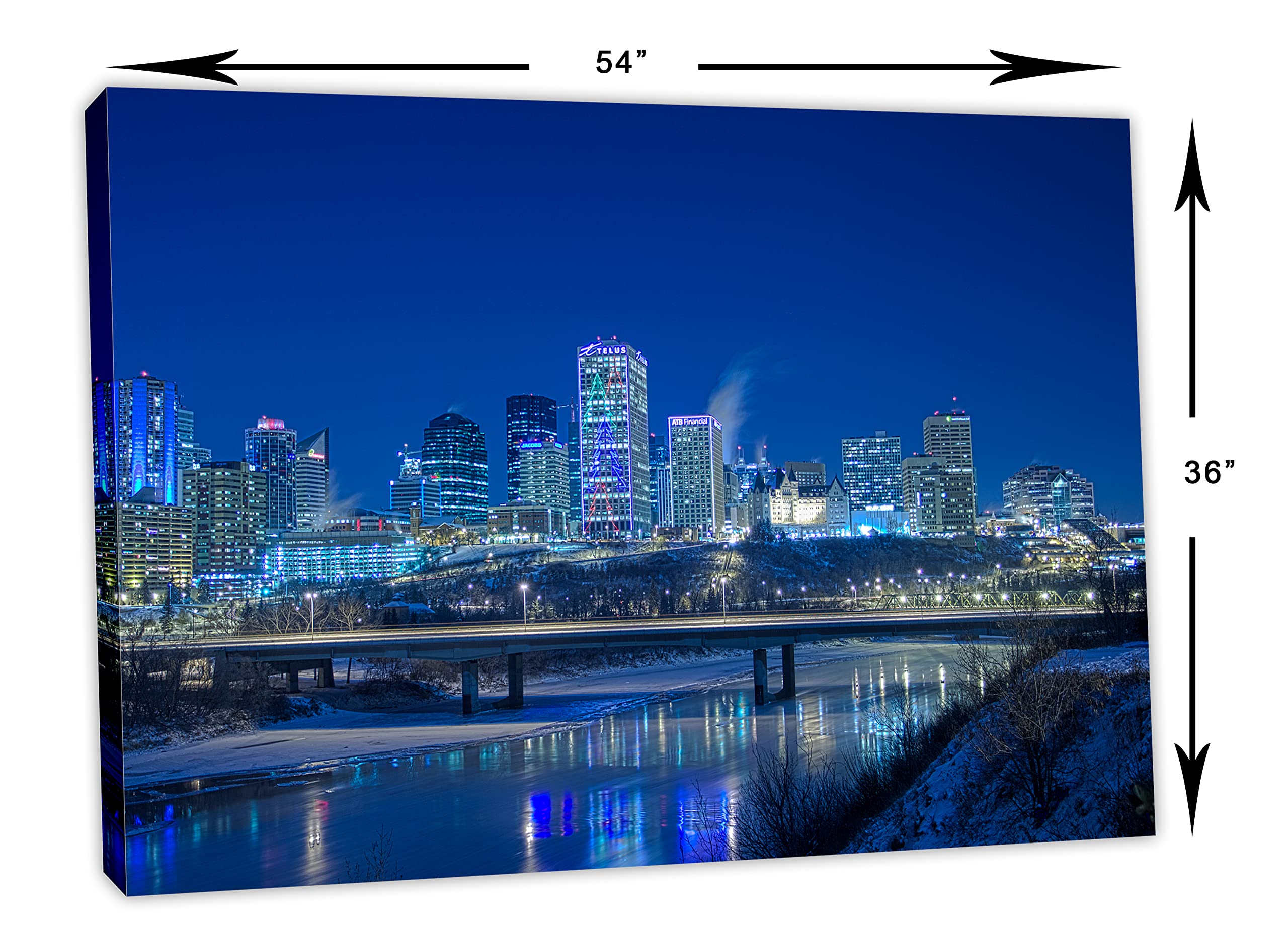 54 x 36 Edmonton Canada Skyline Canvas Print - Modern Wall Art for Home Decor, Office & Living Room | Premium Cityscape Painting for House & Apartment Wall Decoration