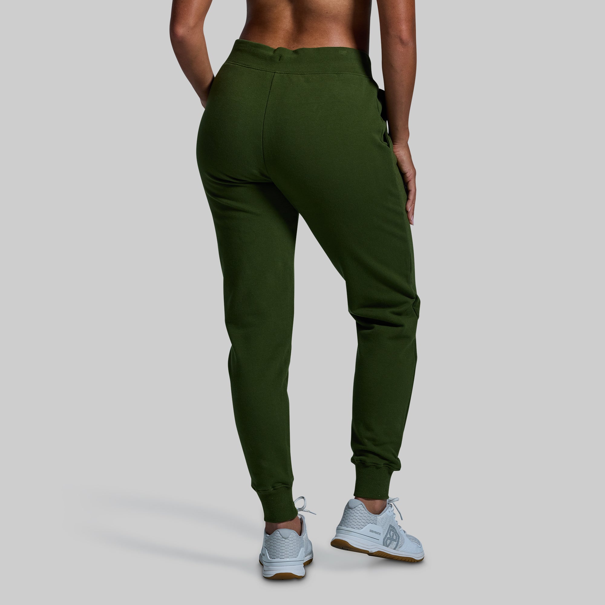 Women's High-Waisted Fleece Jogger Pants - Military Green Casual Lounge Pants for Yoga, Running & Everyday Wear