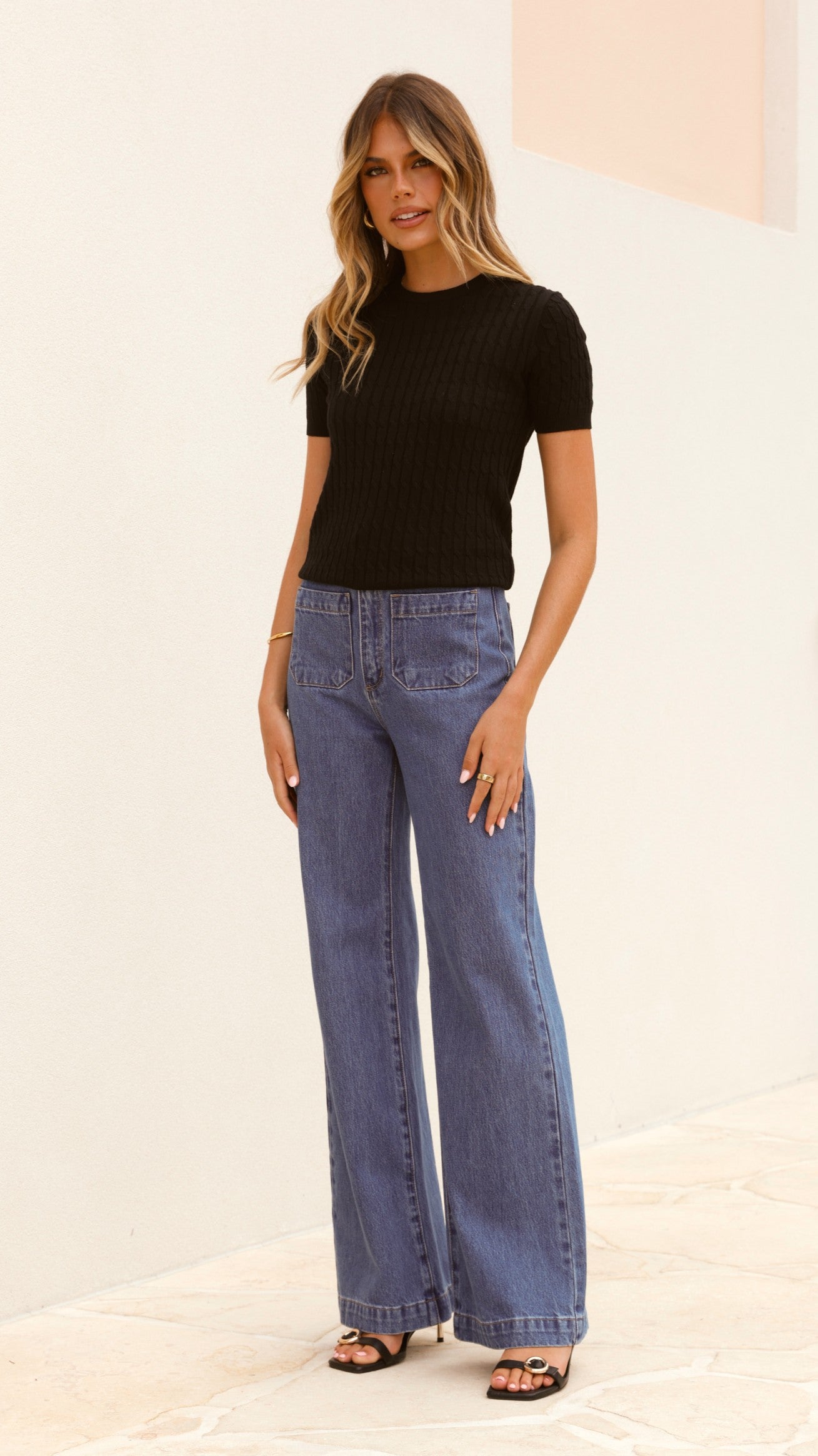 June Short Sleeve Knit Top for Women - Soft Breathable Summer T-Shirt in Black | Casual Wear, Office Outfits & Weekend Style