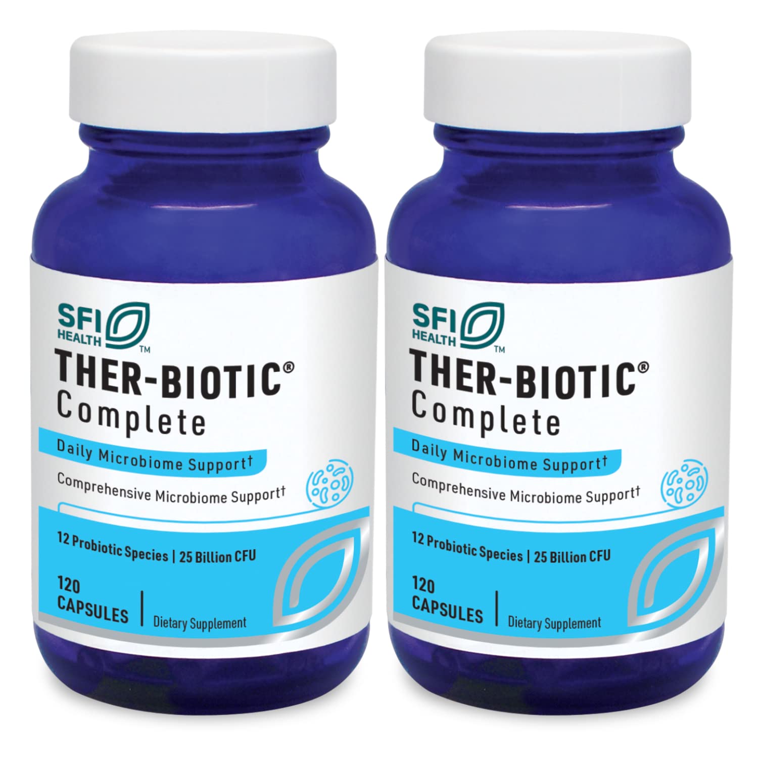 Klaire Labs SFI Health Ther-Biotic Complete - Hypoallergenic Probiotic Supplement for Women & Men - 25 Billion CFU with 12 Strains - Supports Immune & Digestive Health - Acid-Resistant Formula (2 Pack) - Perfect for Travel, Daily Wellness & Gut Balance
