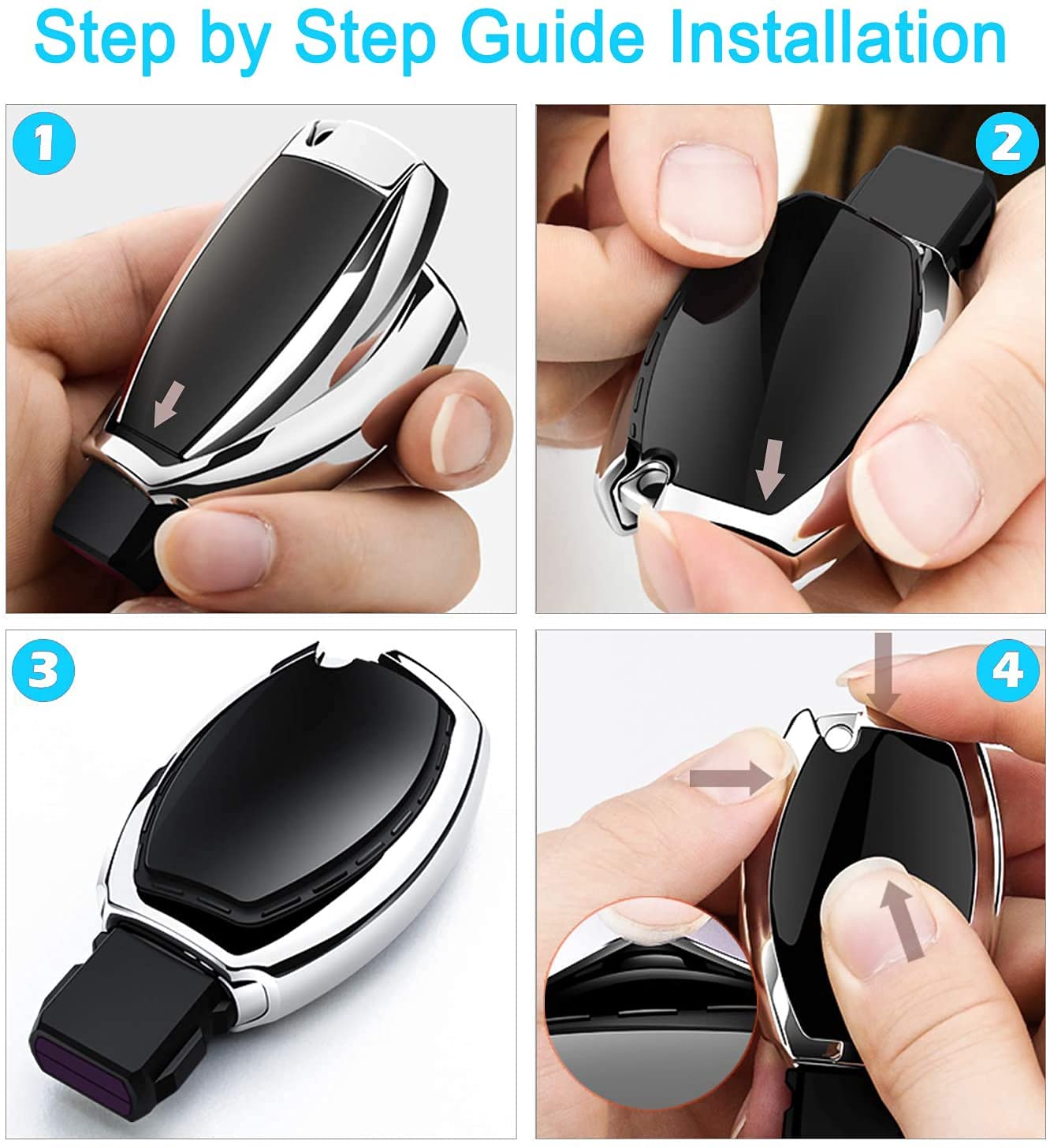 Premium Soft TPU Key Fob Cover Compatible with Mercedes Benz C/E/G/S/M/GL/CLS/CLK/G Class - Black | Durable Keyless Smart Key Protector | Perfect for Everyday Use, Travel & Car Enthusiasts