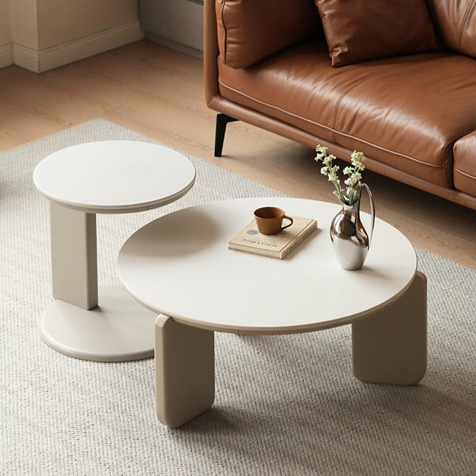 Solid Poplar Wood Rock Plate Coffee Table - Rustic Modern Living Room Furniture for Home Decor & Entertainment