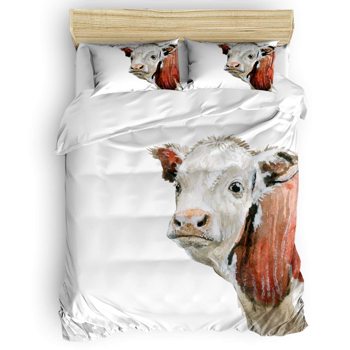Yogaly 4-Piece Full Size Bedding Set - Soft Cow Print Comforter Cover, Flat Sheet & Pillowcases for Adults, Teens, Kids & Nursery | Farmhouse Decor for Cozy Bedrooms & Guest Rooms