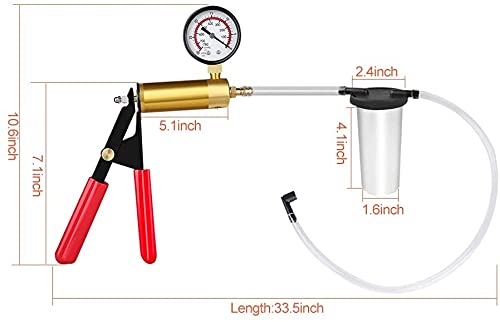 GOTOTOP Handheld Vacuum Pump Tester Kit - Automotive Brake Bleeder Set with Pressure Gauge for Car, Motorcycle, Moped - Perfect for Brake Fluid Bleeding & Hydraulic System Maintenance