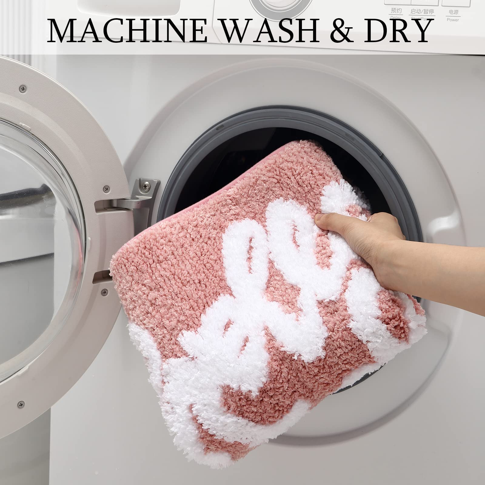 Soft Preppy Bathroom Rugs - Hot Pink Water Absorbent Microfiber Shower Mat with Funny Cute Design | Non-Slip Bathroom Decor for Girls, Teens & Women | Perfect for Bathrooms, Showers & Vanity Areas