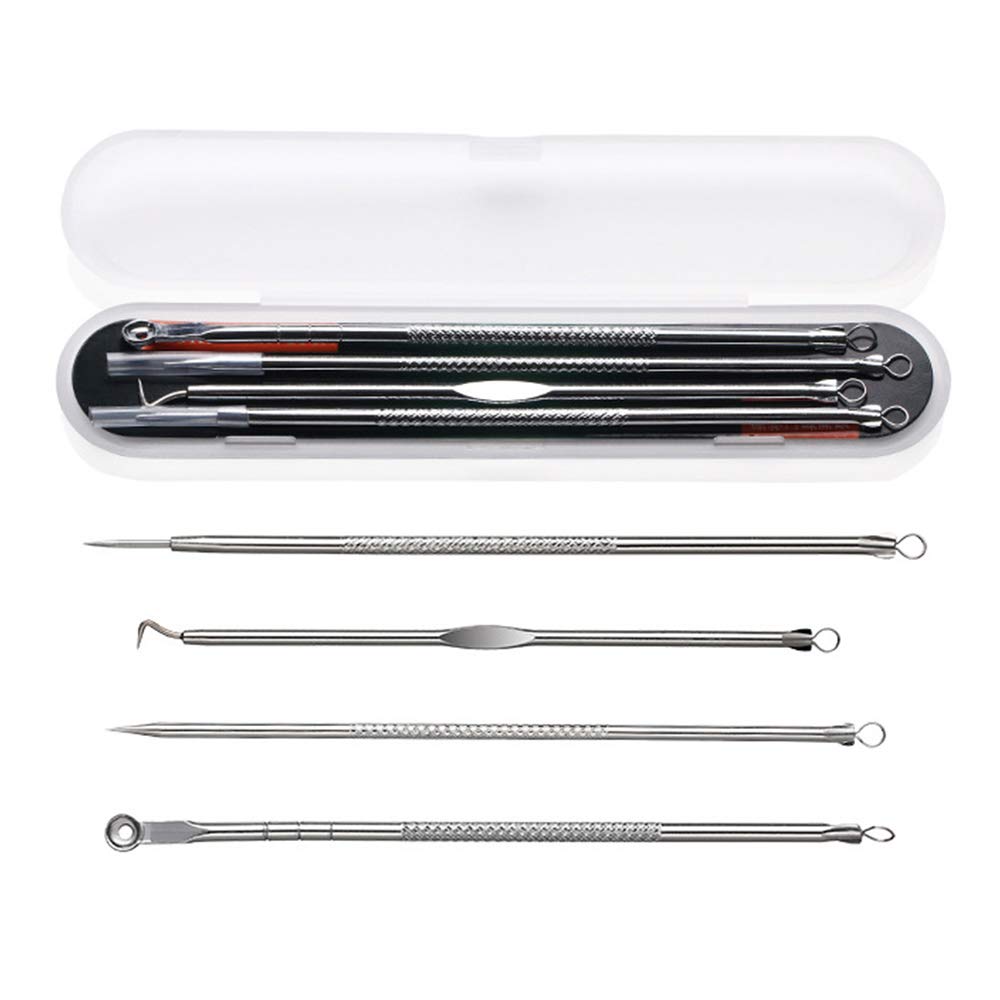 4-in-1 Acne Blackhead Remover Kit - Professional Comedone Extractor & Pimple Popper Tool Set for Face, Nose & Skin Care - Perfect for Home Spa & Acne Treatment