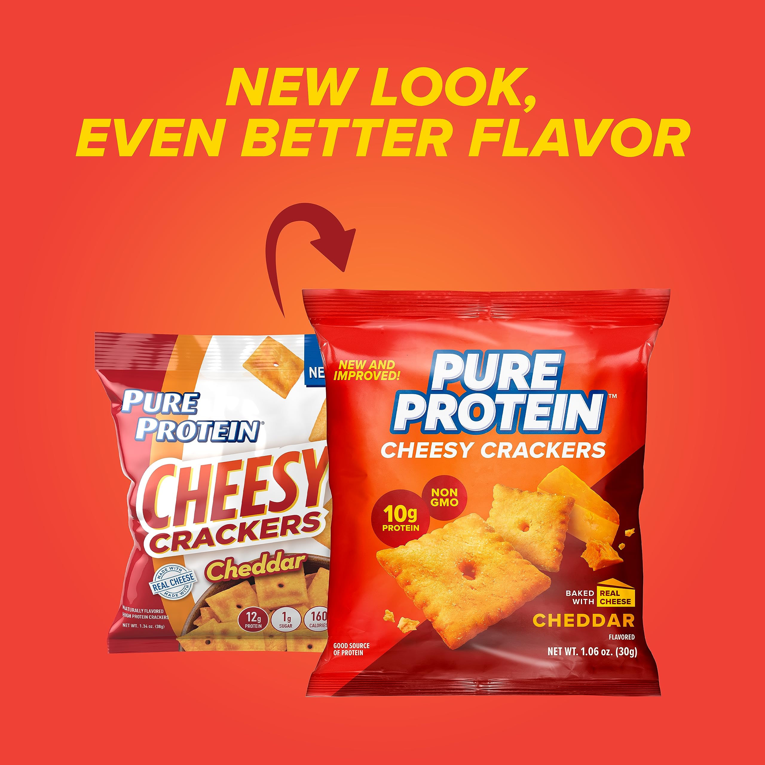 High Protein Cheddar Cheese Crackers - 10g Protein per Serving, 1.06 Oz (Pack of 12) - Healthy Low Carb Snack for Work, Gym & Keto Diet