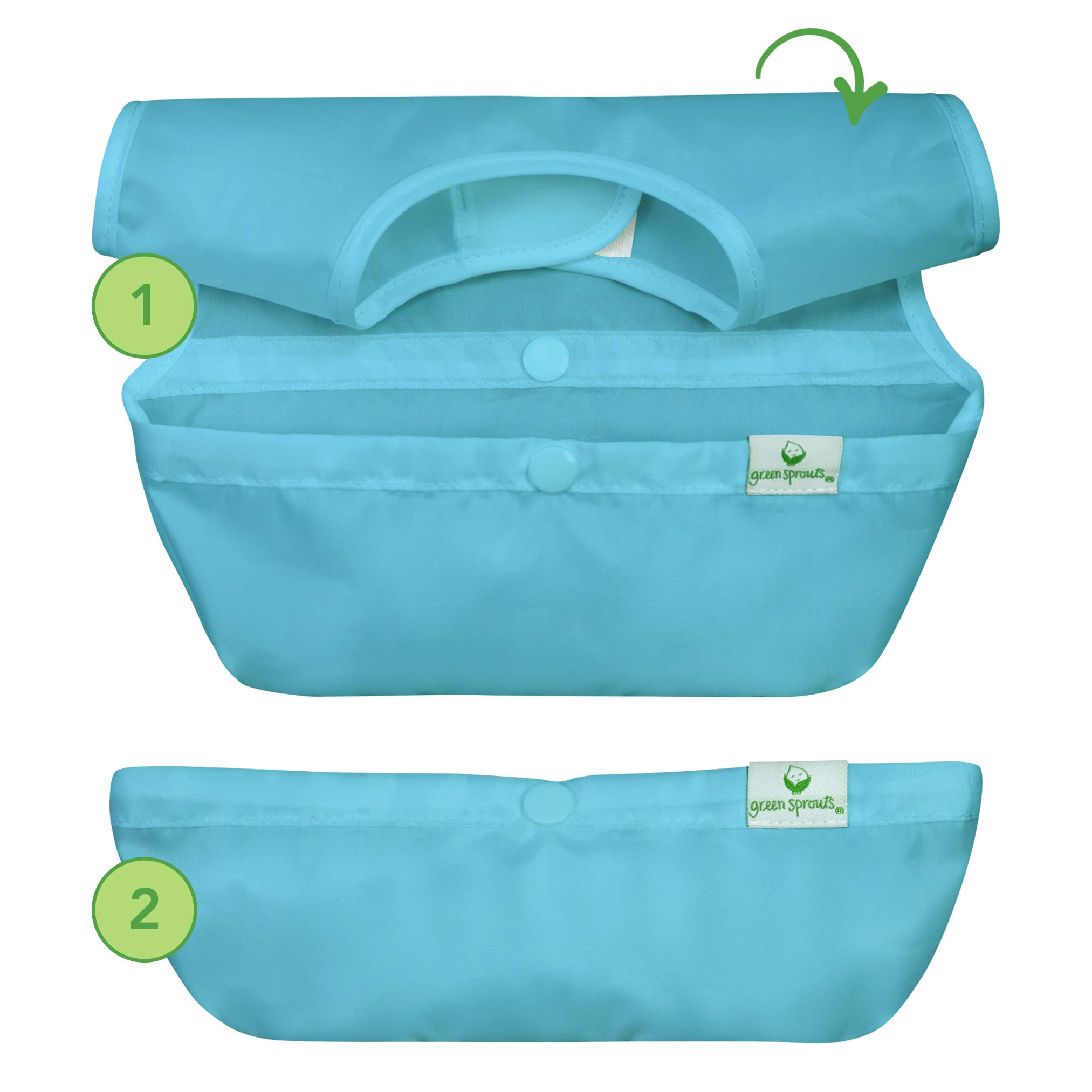 Green Sprouts Snap and Go Easy-Wear Baby Bibs (3 Pack) | Soft Cotton Drool & Food Bib for Infants & Toddlers | Messy Eating Protection with Flipped Pocket | Machine Washable for Easy Cleaning | Perfect for Feeding Time, Daycare & On-the-Go Use