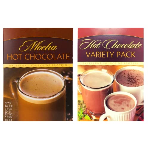 HealthyWise High Protein Hot Cocoa Mocha Mix - 15g Protein, Low Carb, Low Calorie, Keto Friendly Instant Hot Chocolate Powder (2 Pack, 7 Servings Each) - Perfect for Weight Loss, Post-Workout Recovery & Winter Warmth