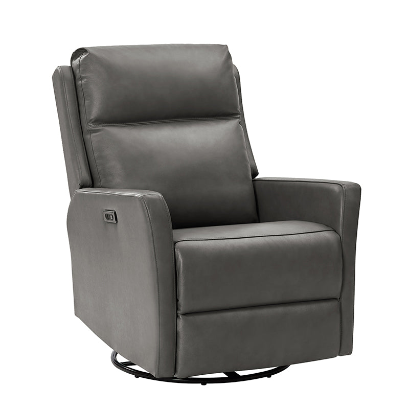 Paula Transitional Power Recliner with USB Charging Ports - Modern Electric Reclining Chair with Lumbar Support for Living Room, Home Theater & Office - Comfortable Leather Lounge Chair with Power Headrest & Cup Holder