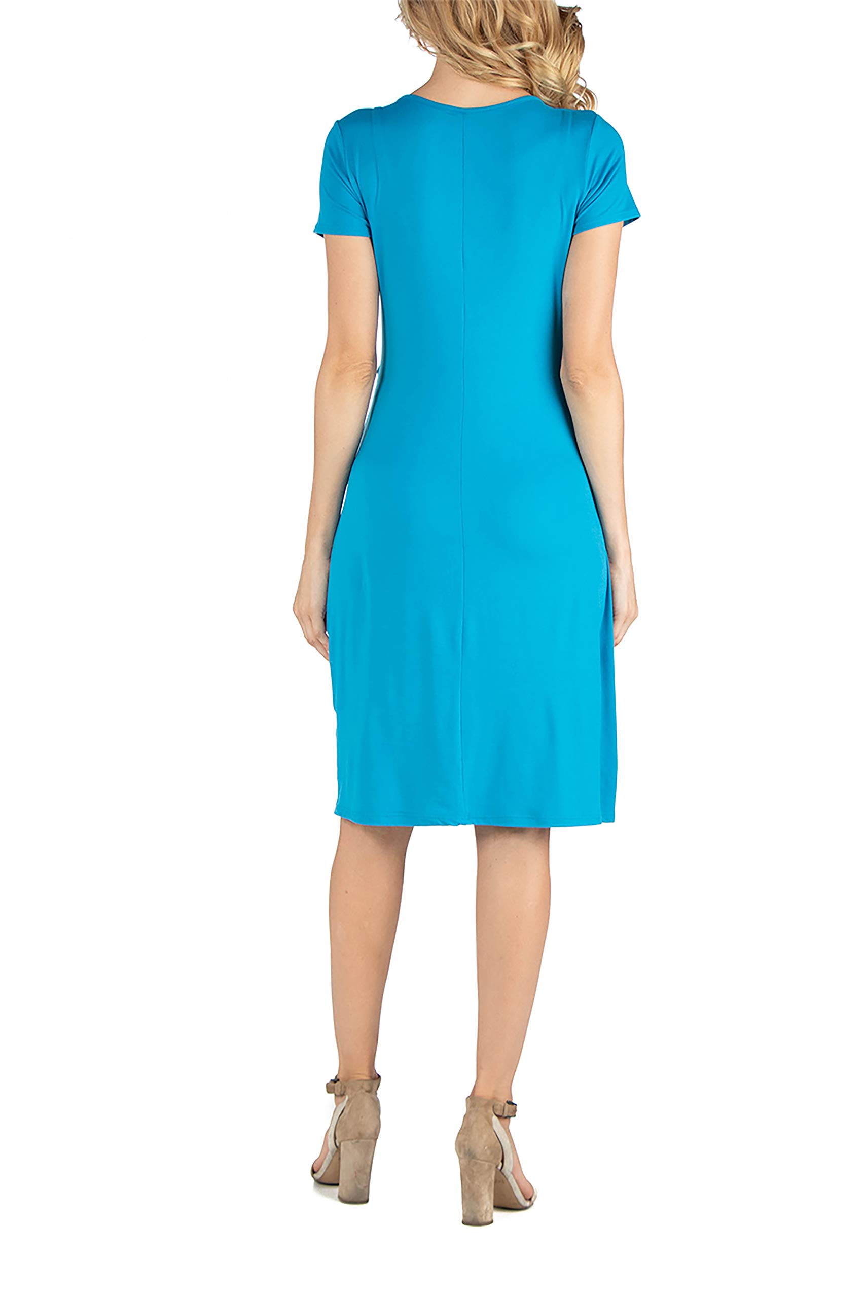 24Seven Comfort Apparel Women's Maternity V-Neck Short Sleeve Knee-Length Faux Wrap Dress - Made in USA - Size Small to 3X - Perfect for Pregnancy, Nursing & Special Occasions