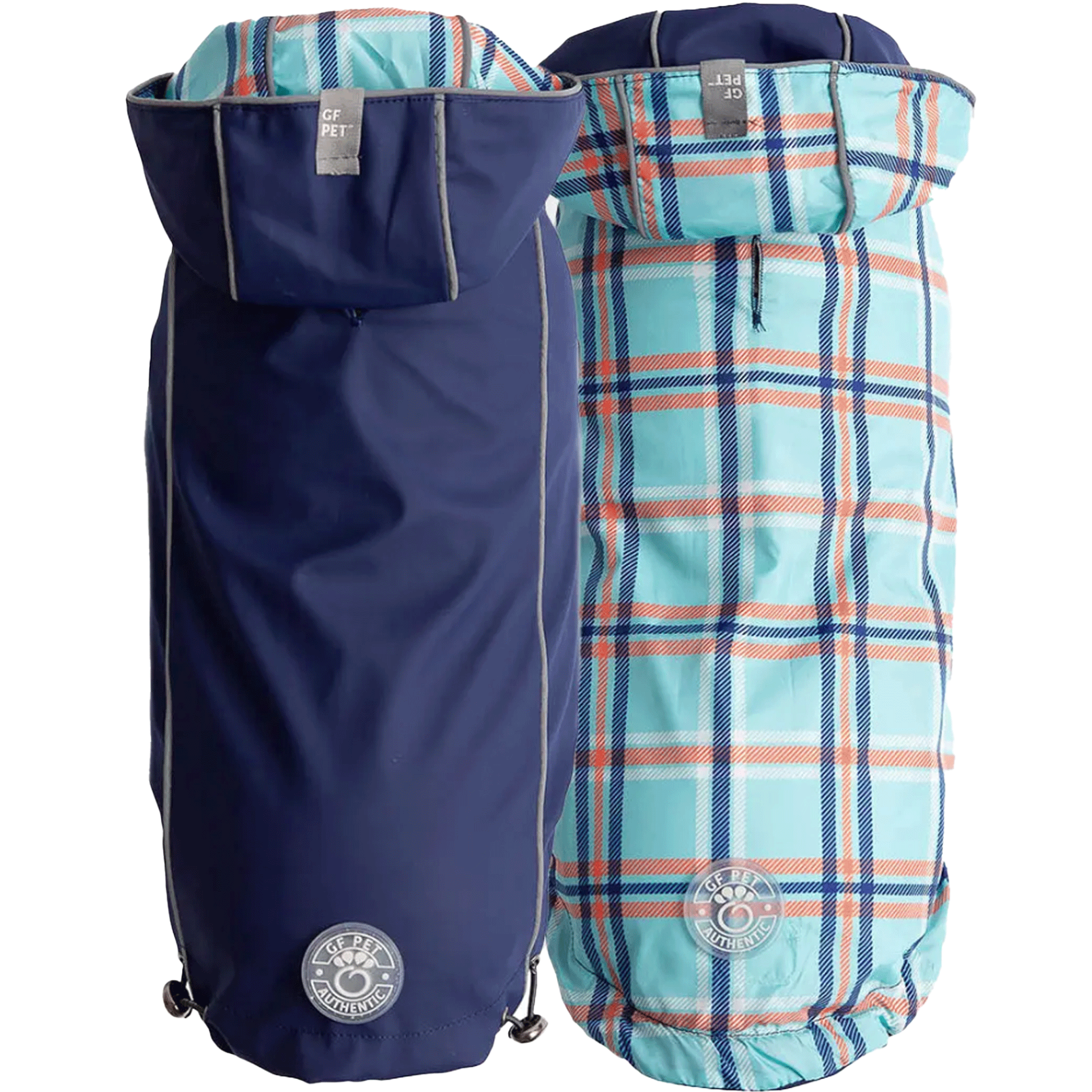 Waterproof Reversible Dog Raincoat - Navy Blue & Black - Lightweight Reflective Pet Rain Jacket for Small to Medium Dogs - Perfect for Walking, Hiking & Outdoor Adventures