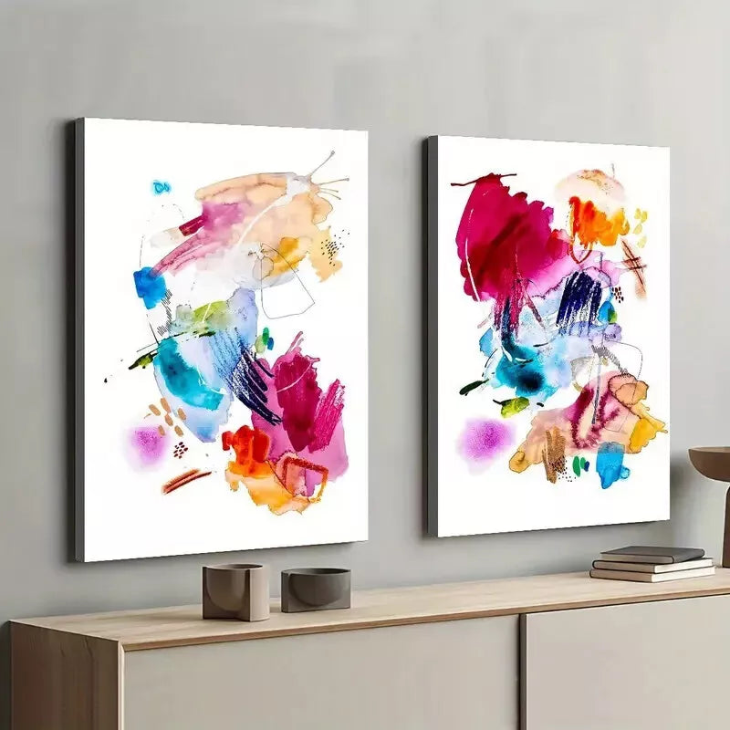 2 Pieces Colorful Abstract Art Framed Canvas Prints 50x75cm - High Quality Wall Decor, 100% Australian Made, Ready to Hang - Perfect for Living Room, Bedroom & Office Decor
