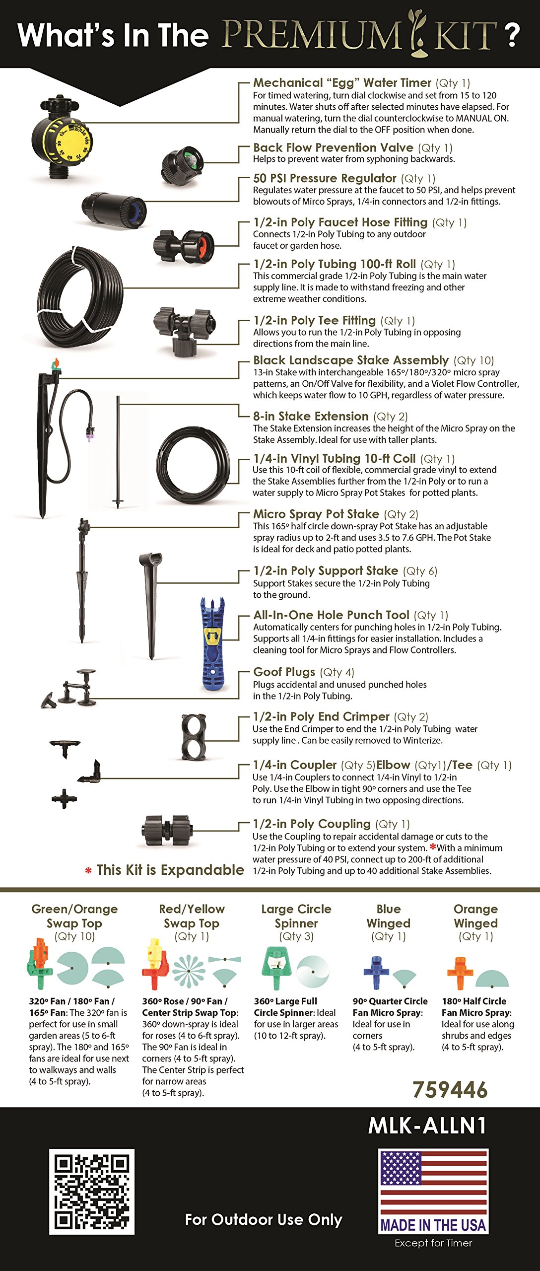 Mister Landscaper Premium All-in-One Micro Sprinkler Kit for Landscapes & Gardens - Efficient Watering System for Lawns, Flower Beds & Vegetable Gardens