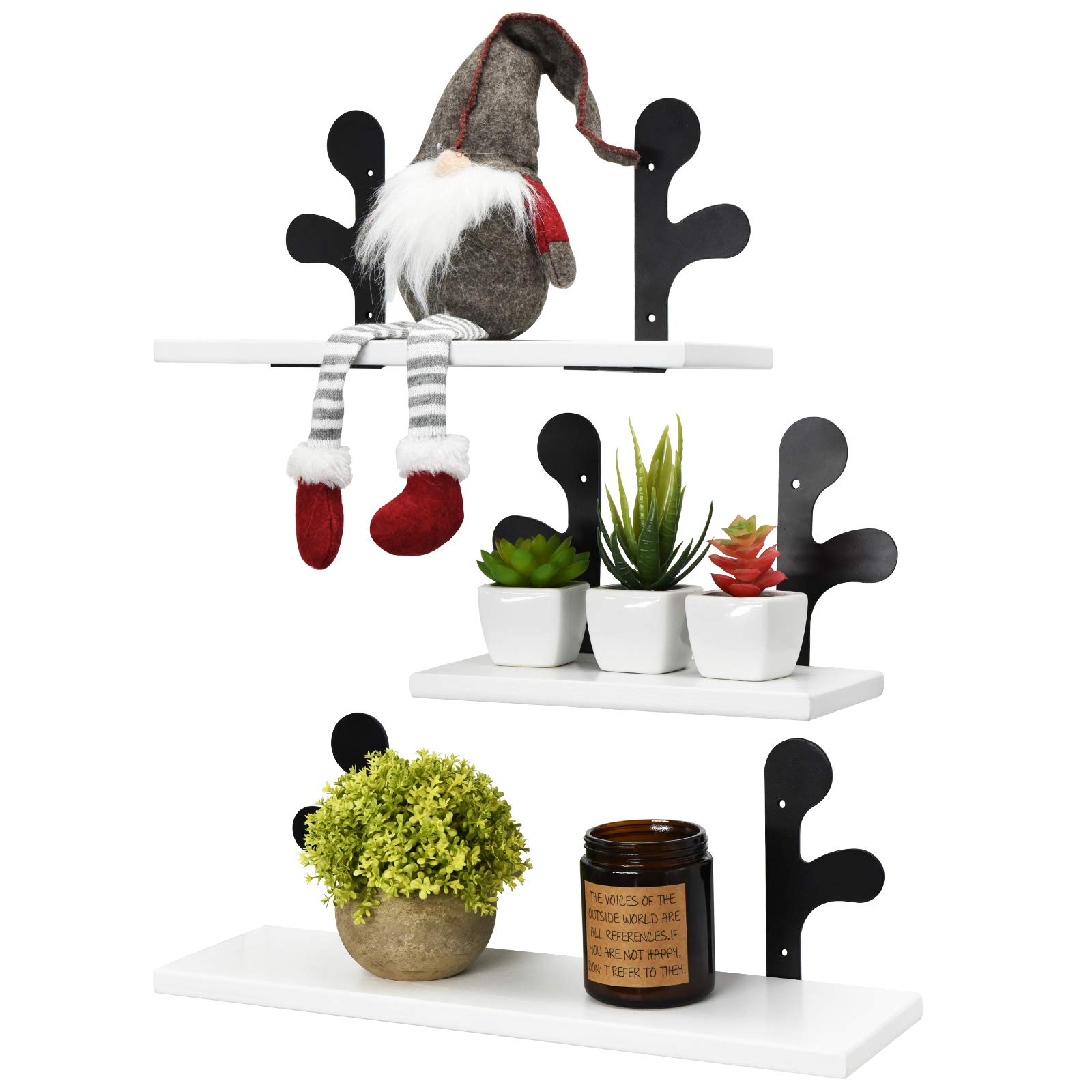3-Piece Wooden Nursery Wall Shelves Set - Kids Room Bookshelf & Toy Organizer for Books, Toys, CDs, Baby Monitor & Photo Frames | Perfect for Baby Room Decor, Playroom Storage & Wall Display Organization