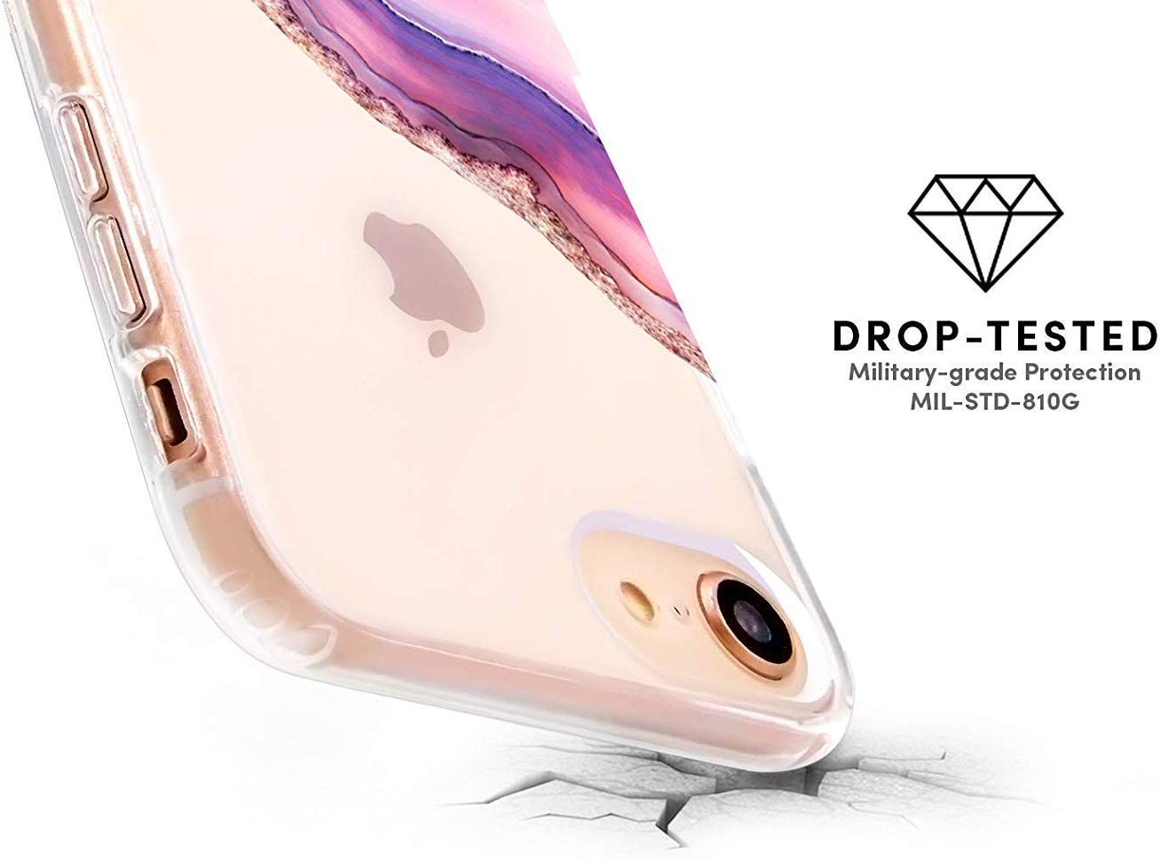 Casery Pink & Blue Agate Protective Phone Case for iPhone 11 Pro Max - Slim Shockproof Cover with Marble Design - Perfect for Everyday Use, Travel & Gifts