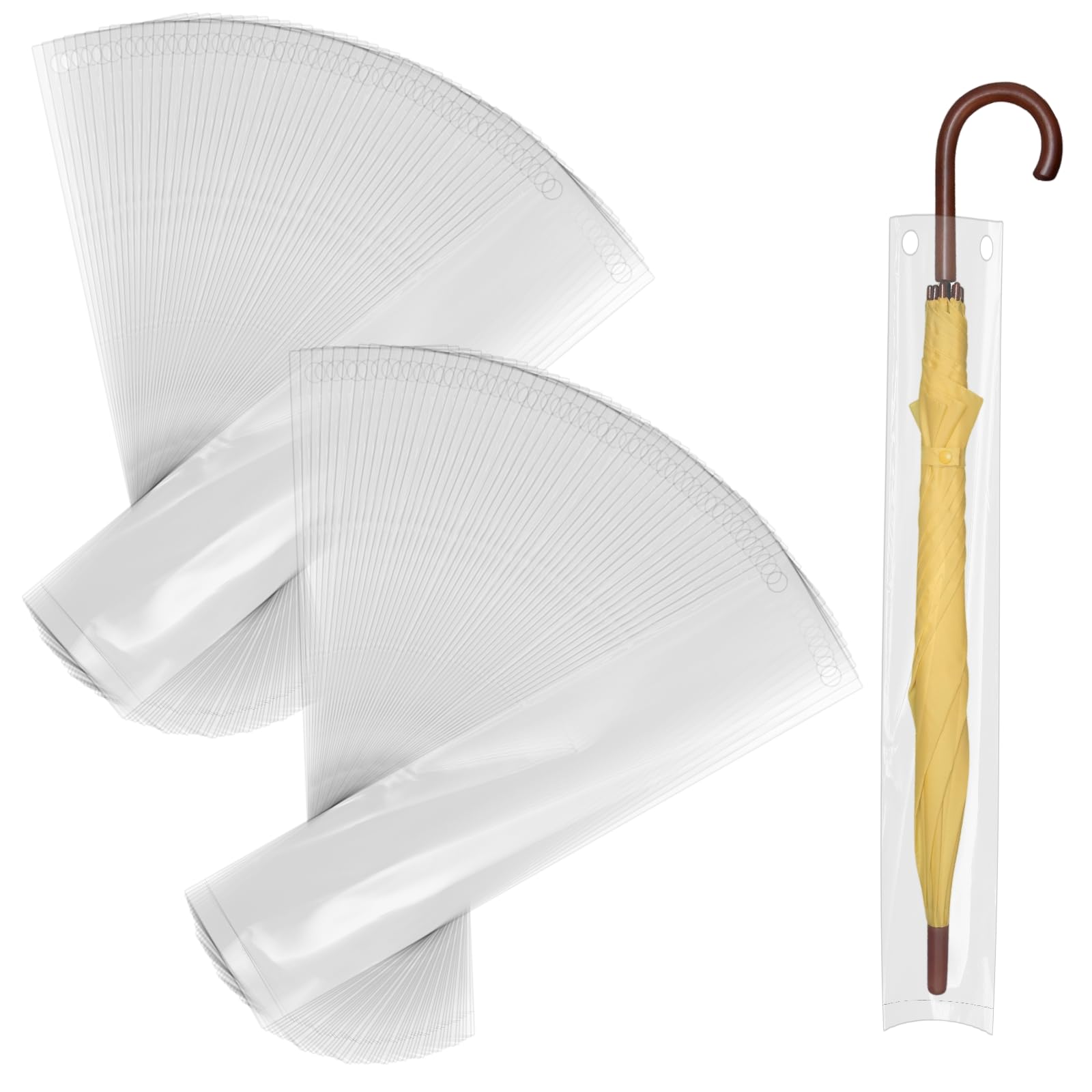100 Pcs Disposable Clear Plastic Wet Umbrella Bags - Waterproof Umbrella Cover Sleeve Holder for Rainy Days - Perfect for Shopping Malls, Hotels, Offices & Restaurants