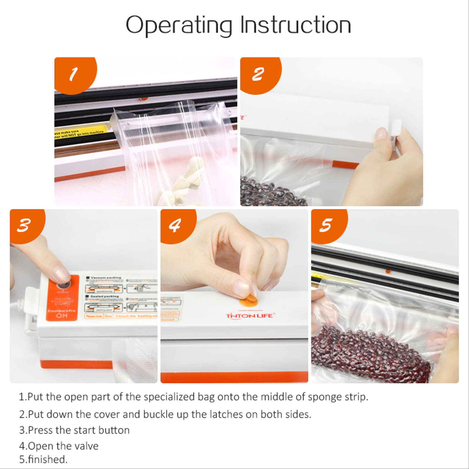 Automatic Vacuum Food Sealer Machine for Home Kitchen - Compact & Portable, Works with Dry, Wet & Oily Foods - Includes 15 Reusable Food Storage Bags (37.5x9.5x5.5cm) - Perfect for Meal Prep, Sous Vide & Food Preservation