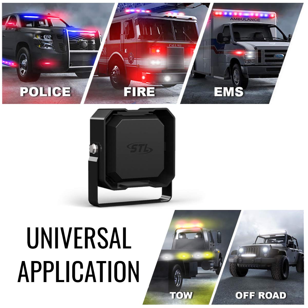 SpeedTech 100-Watt Emergency Vehicle Siren Speaker - High Performance Police, Fire Truck & Ambulance Warning System with Compact Black Design | Ideal for Emergency Response, Hazard Alerts & Public Safety Vehicles