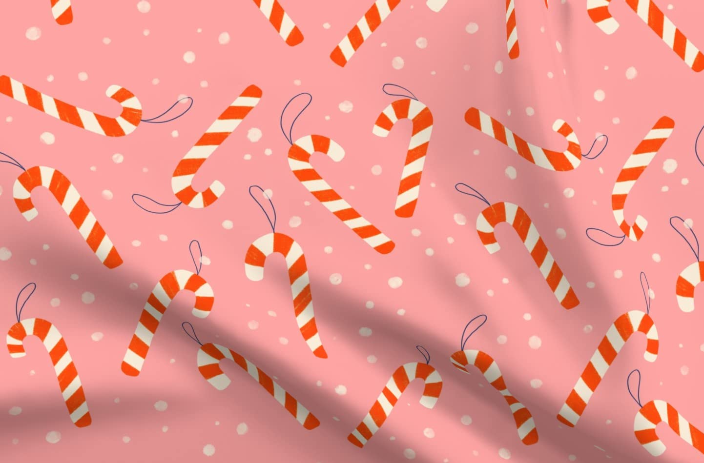 Christmas Candy Canes Pink Background Red Stripes Winter Holiday Printed Minky Fabric - Fat Quarter for Sewing Baby Blankets, Quilt Backing, Plush Toys & DIY Holiday Decorations (Perfect for Christmas Crafts, Nursery Projects & Cozy Winter Home Decor)