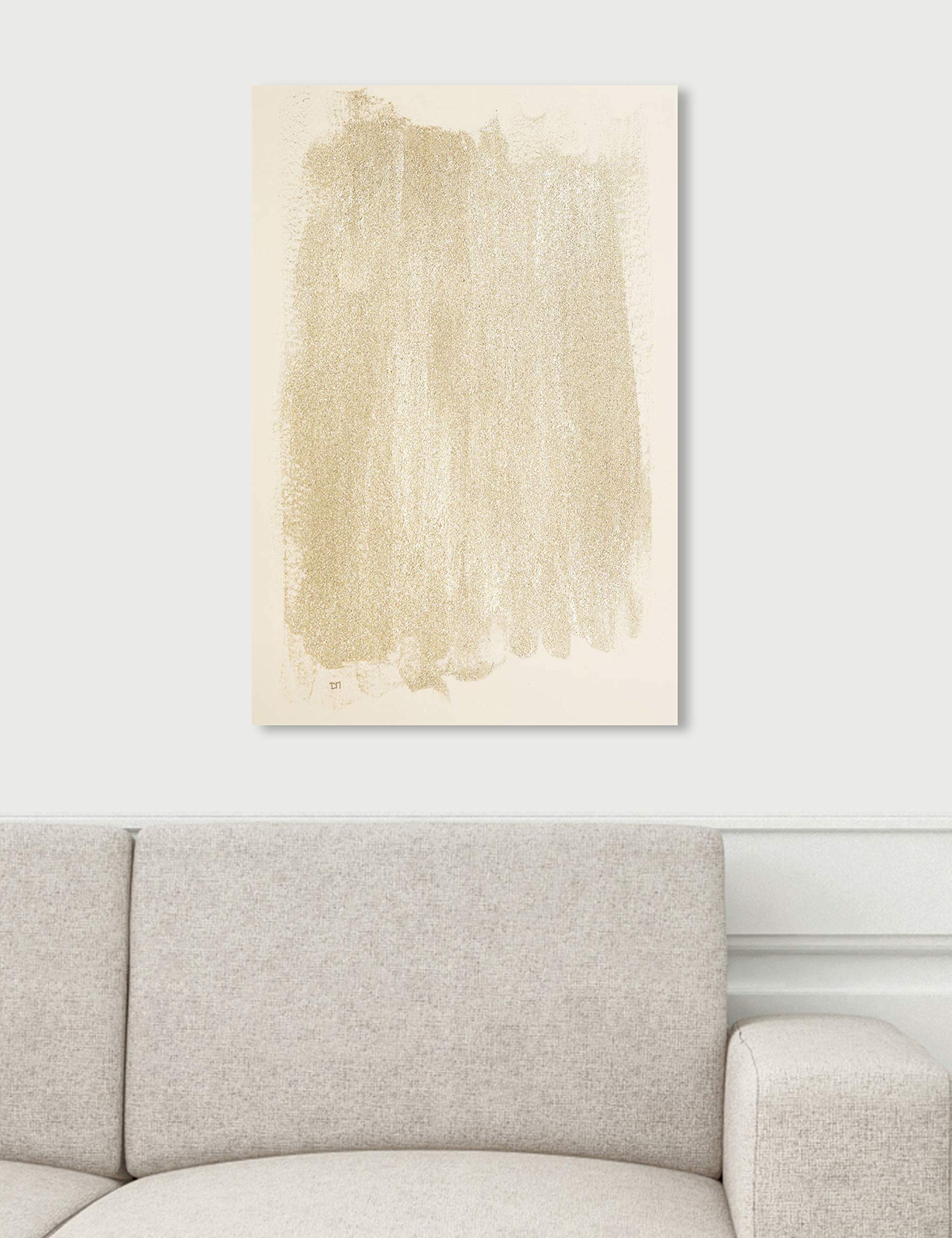 Oliver Gal Artist Co. Abstract Glitter Waterfall Wall Art Canvas Print - 16x24 Inches, White & Brown Framed Home Decor - Perfect for Living Room, Bedroom & Office