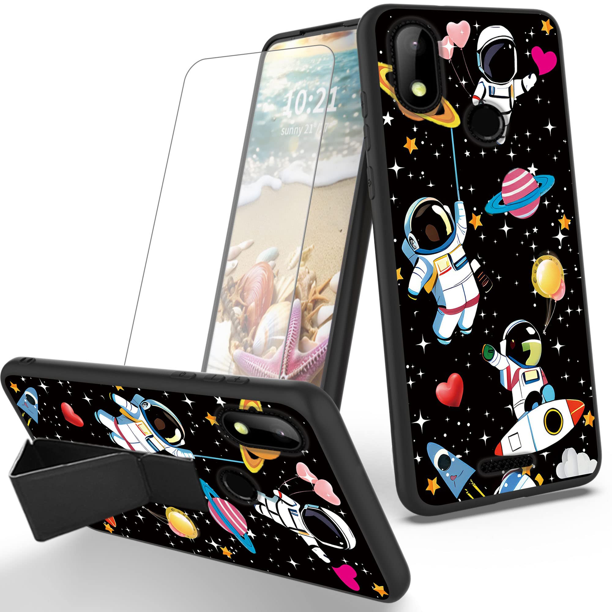 RYUITHDJP Astronaut Cute Theme Phone Case for Hot Pepper Chilaca 6.5 Inch - Soft TPU Protective Cover with Detachable Stand & Screen Protector | Perfect for Everyday Use, Work, and Travel