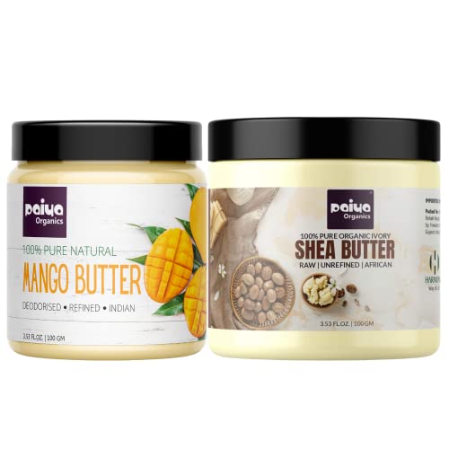 Organic Shea & Mango Butter for Hair & Skin Care - 100g Jar for DIY Beauty