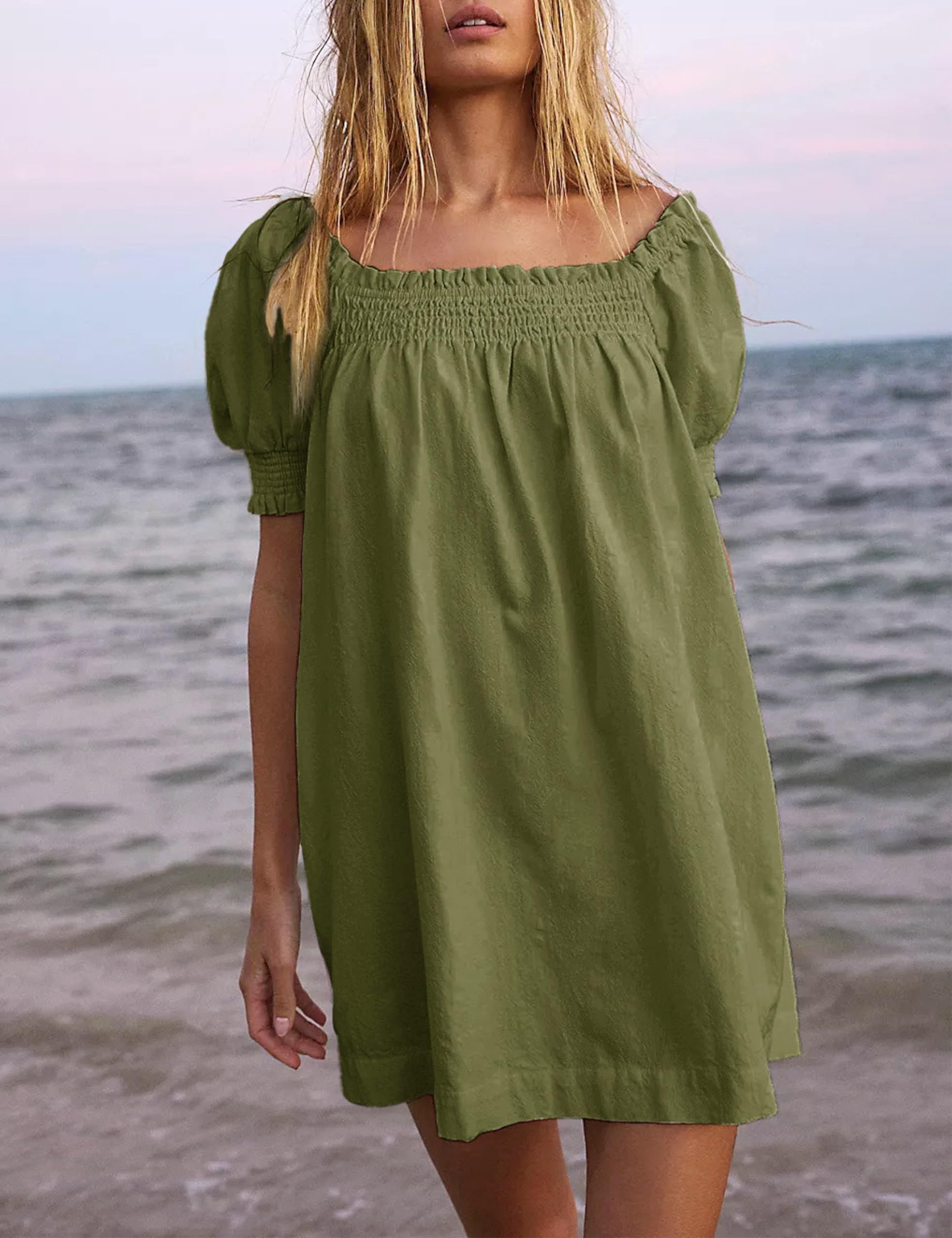 Women's Summer Mini Dress - A-Line Beach Sundress with Pockets | Casual Loose Flowy Dress for Vacation, Pool Party & Outdoor Activities