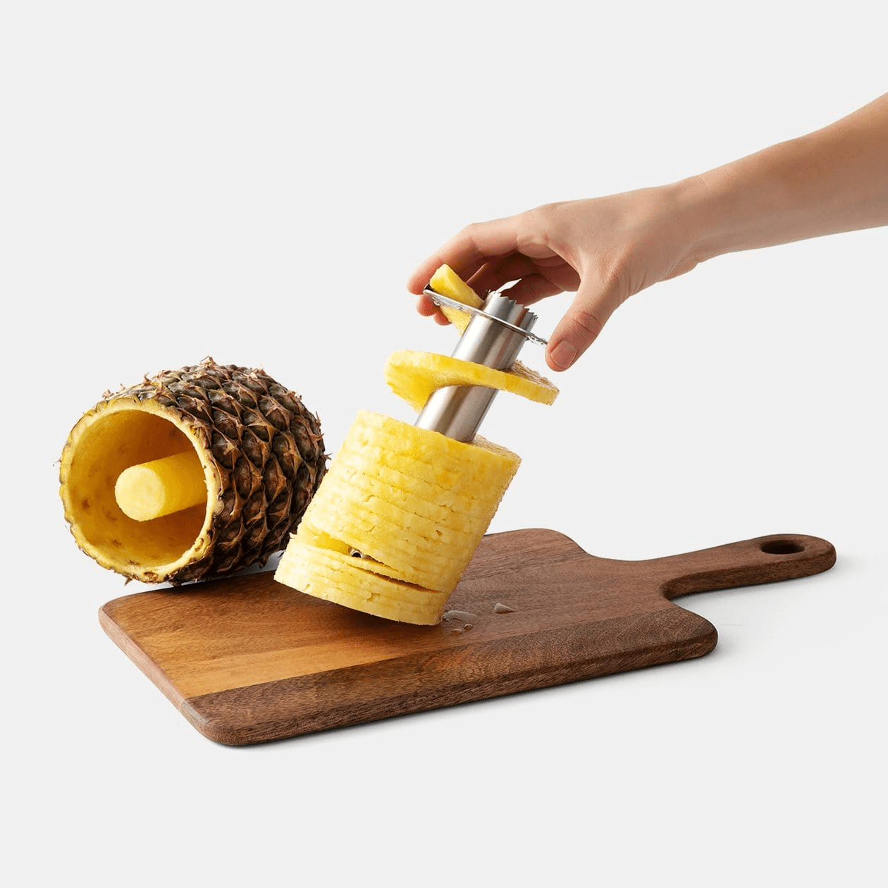 Chef'n Twist'n'Core Pineapple Corer and Slicer - Stainless Steel Pineapple Prep Tool for Fresh Fruit Cutting - Perfect for Smoothies, Cocktails, and Fruit Platters