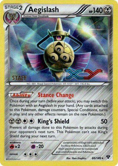 Aegislash (86/146) XY Black Star Promos Staff Prerelease Pokemon Card - Collectible Trading Card Game for Battles & Tournaments