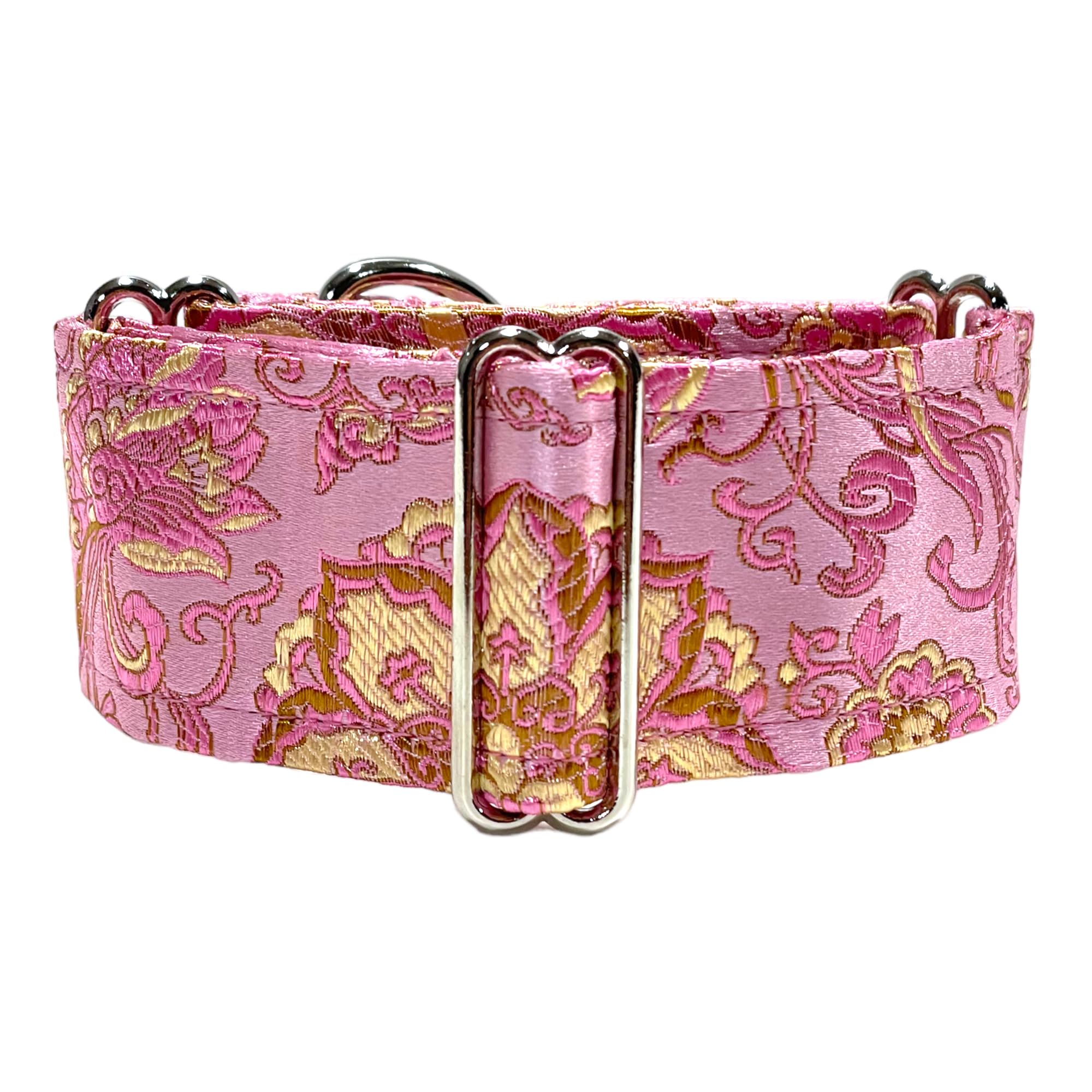 Extra Soft Martingale Dog Collar and Leash Set - 2 Inch Wide Adjustable (14”-18”) for Greyhound, Saluki, Whippet & Similar Breeds - Comfortable Pink Training Collar for Walks, Grooming & Outdoor Adventures