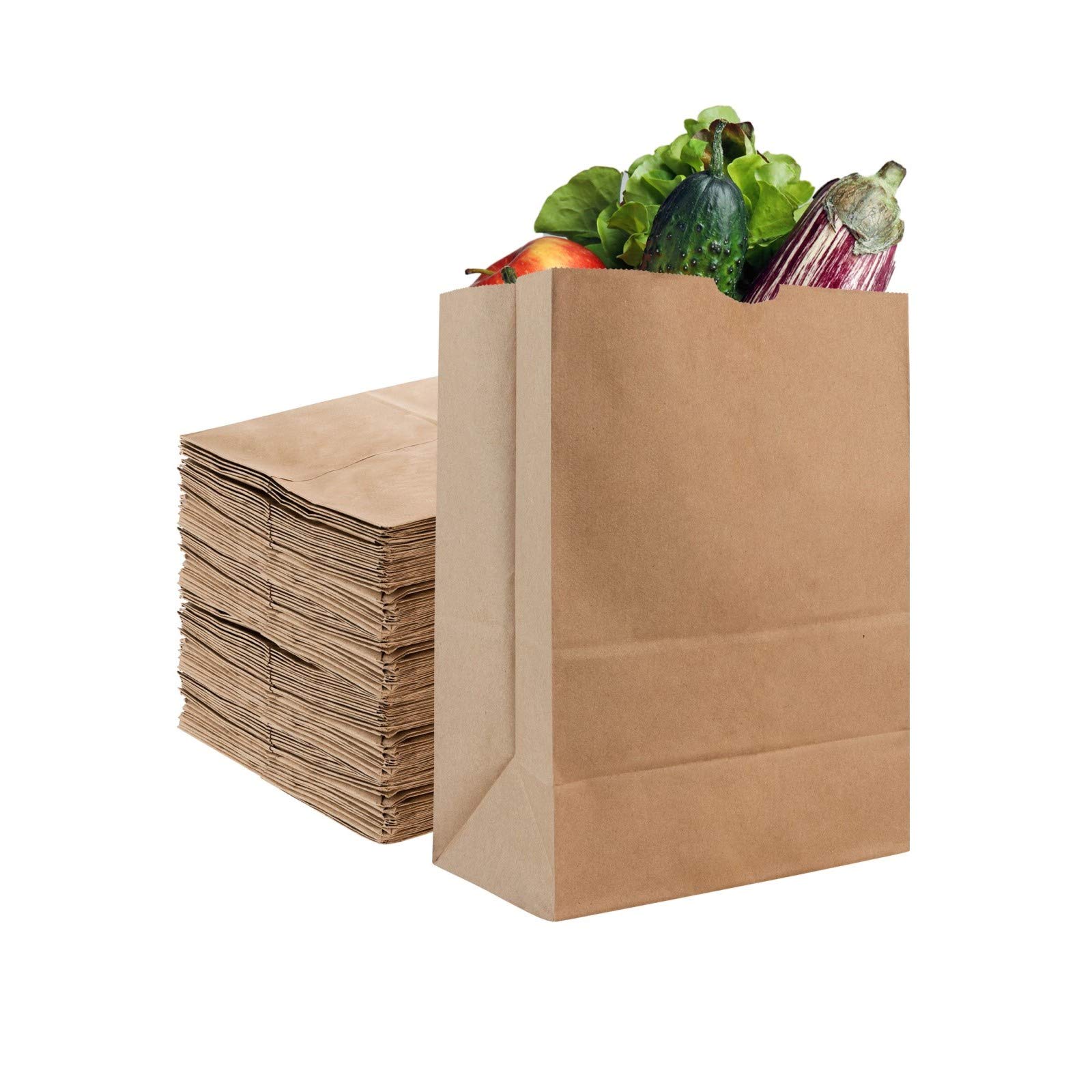 Stock Your Home 52 Lb Kraft Brown Paper Bags (50 Count) - Eco-Friendly Bulk Grocery Bags for Shopping, Takeout & Retail Packaging - Heavy Duty Large Paper Bags for Supermarkets, Restaurants & Farmers Markets