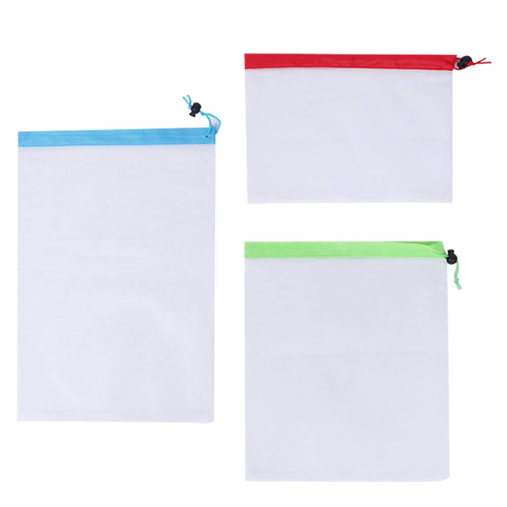 12-Pack Reusable Mesh Produce Bags for Groceries - Washable, See-Through Eco-Friendly Shopping Bags in 3 Sizes - Perfect for Storing Fruits, Vegetables, Toys & Bulk Food Items - Ideal for Farmers Markets, Grocery Shopping & Home Organization