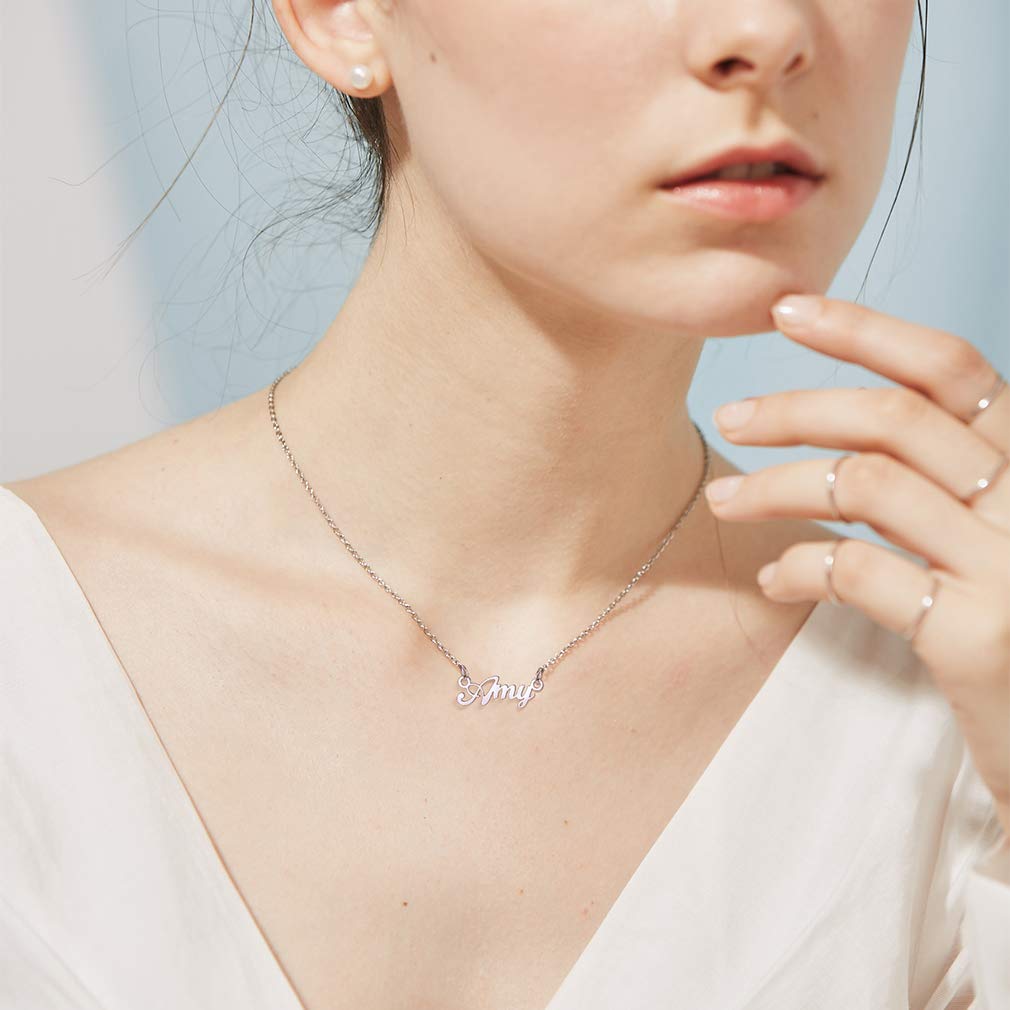Custom4U Personalized Name Necklace - 18K Gold Plated Stainless Steel Pendant Jewelry - Unique Bridesmaid Birthday Gift for Women - Perfect for Weddings, Anniversaries & Special Occasions