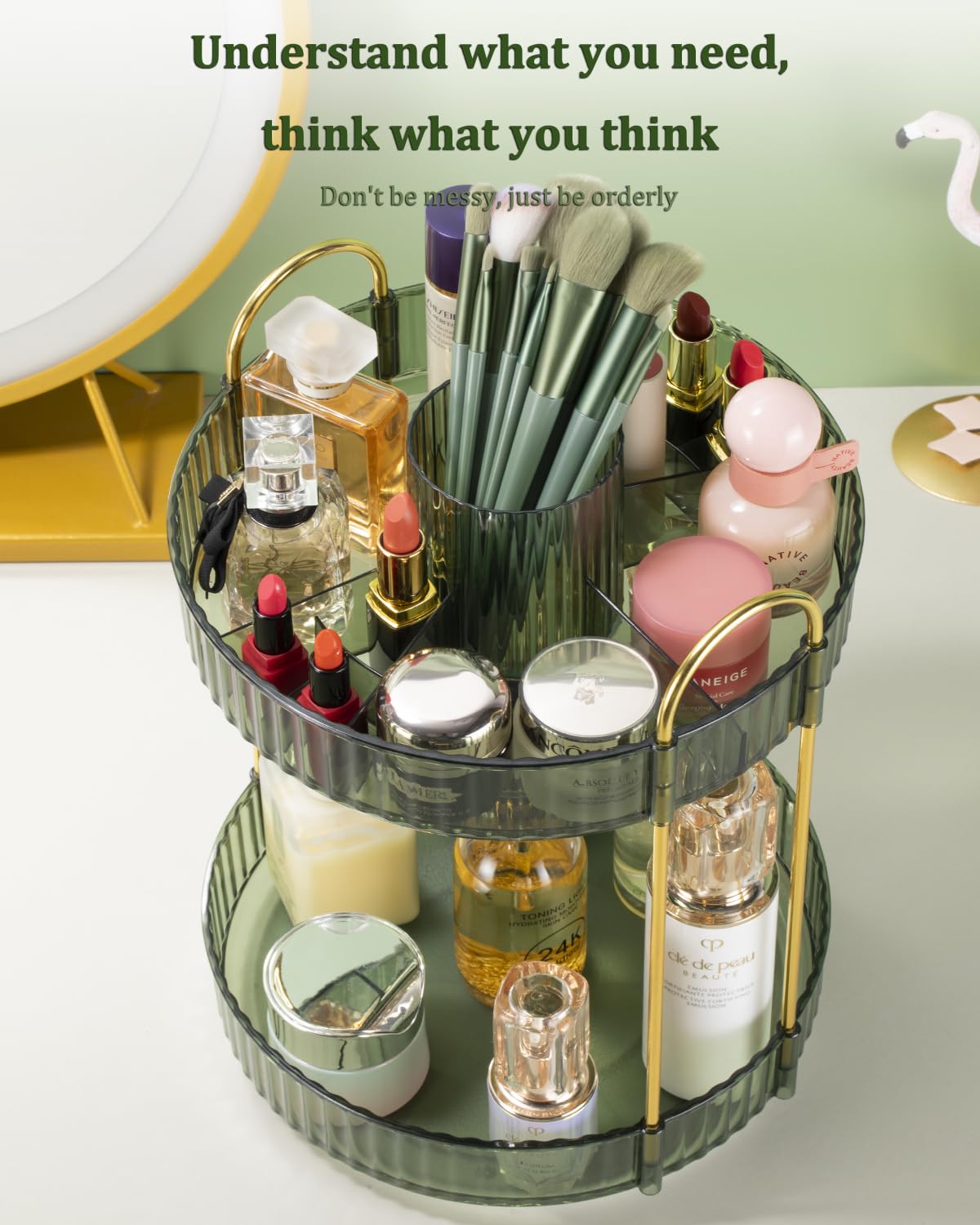 360° Rotating Makeup Organizer | Bathroom Counter & Skincare Storage | Compact Rotary Cosmetic Organizer for Vanity, Dresser, and Travel Use
