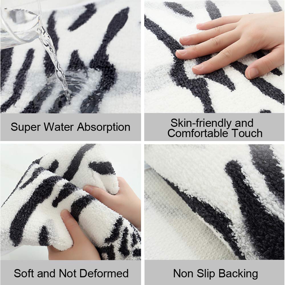 Non-Slip Absorbent Microfiber Bath Mat - Soft Touch Tiger Print Bathroom Rug, Machine Washable Doormat for Entrance, Bedroom, Living Room & Kitchen (60x90cm) - Perfect for Bathrooms, Showers & High-Traffic Areas