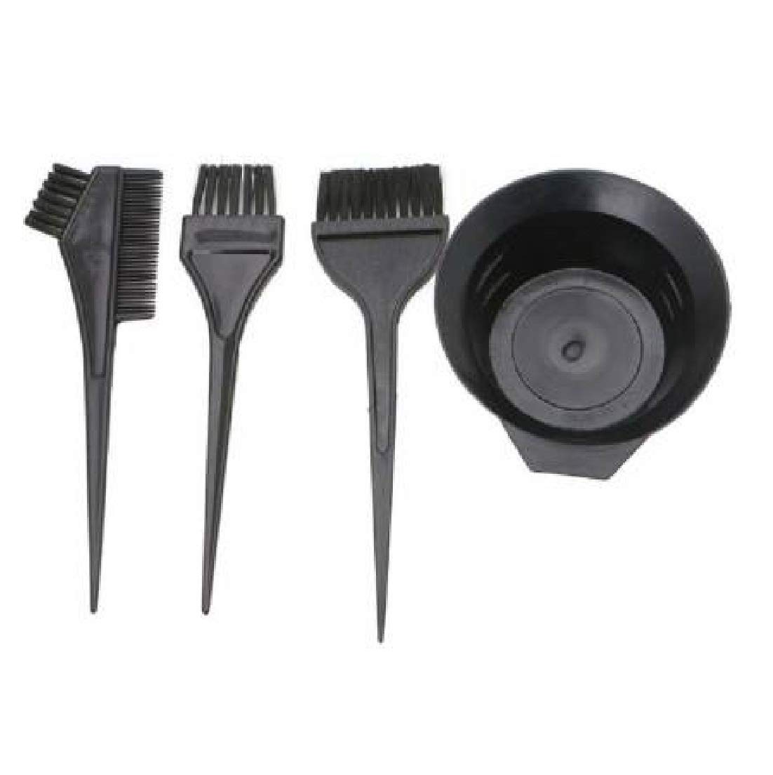 SIYAA Professional Hair Dye Brush & Bowl Kit - 4 Piece Hair Coloring Tools Set for Women & Girls - Perfect for DIY Salon Highlights, Roots, and Full Color Applications at Home - Black (Pack of 1)