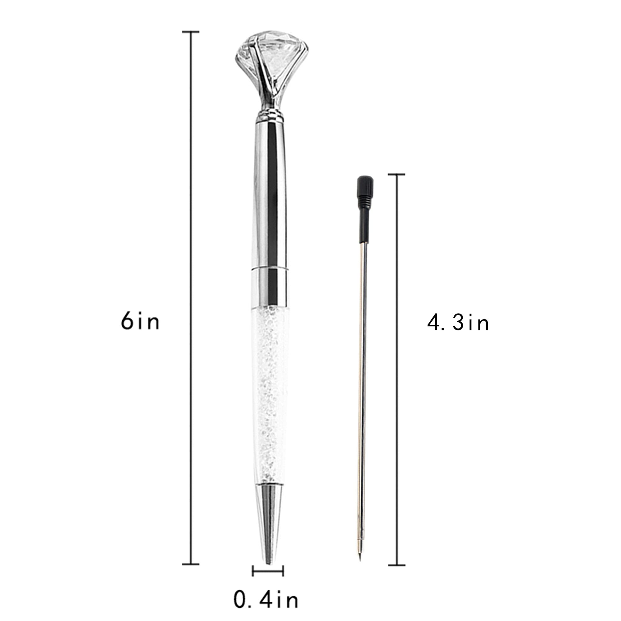 Lobagve 3-Pack Crystal Diamond Ballpoint Pens - 1.0mm Black Ink Metal Tip for Office, School & Gift Giving - Elegant Writing Pens for Business, Journaling & Special Occasions