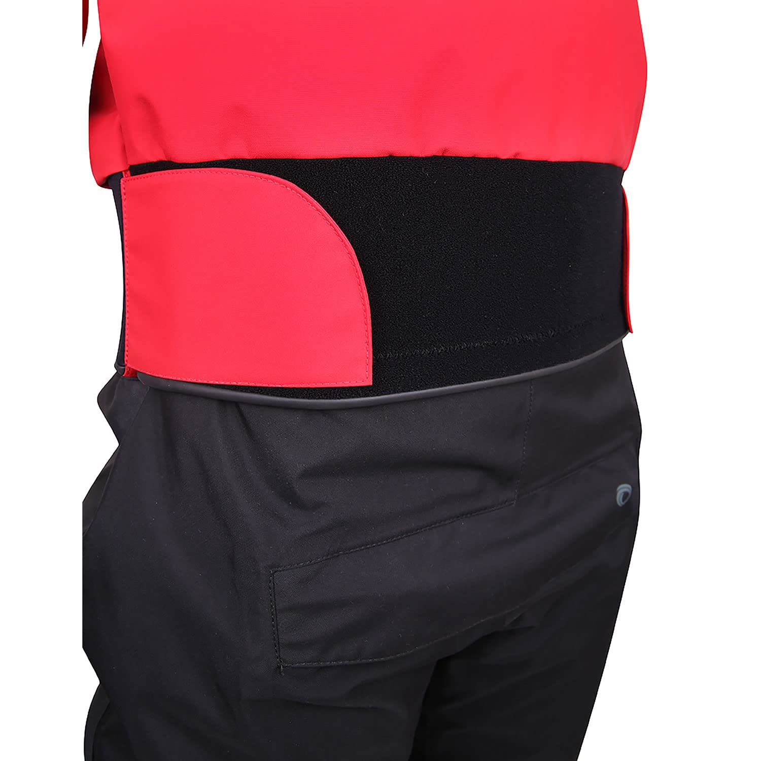 Menai Multisport 4 Back Zip Drysuit - Waterproof & Breathable Dry Suit with Underfleece Lining - Red & Black - Sprayproof Diving & Watersports Gear - Size LM - Perfect for Scuba Diving, Kayaking, and Sailing