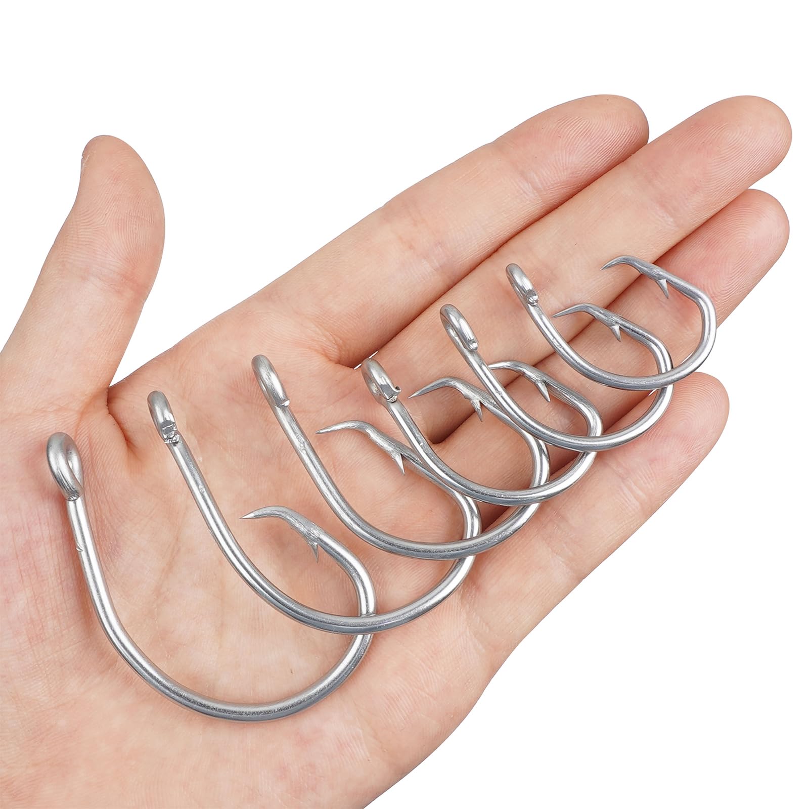 **20pcs Stainless Steel Saltwater Circle Hooks - Wide Gap Short Shank Fishing Hooks for Tuna, Catfish, Bass & Bluegill | Big Game & Inline Fishing Hooks for Ocean & Freshwater Angling**