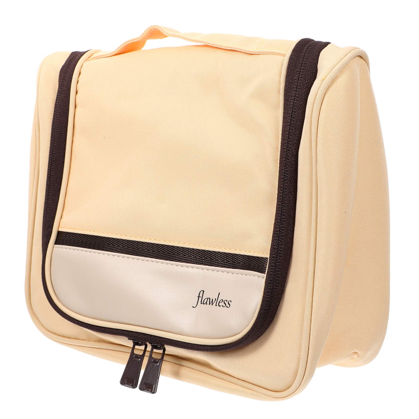 Amosfun Hanging Travel Makeup Bag - Portable Cosmetic Organizer Pouch for Women & Girls, Waterproof Toiletry Bag, Yellow - Perfect for Travel, Gym, and Daily Use