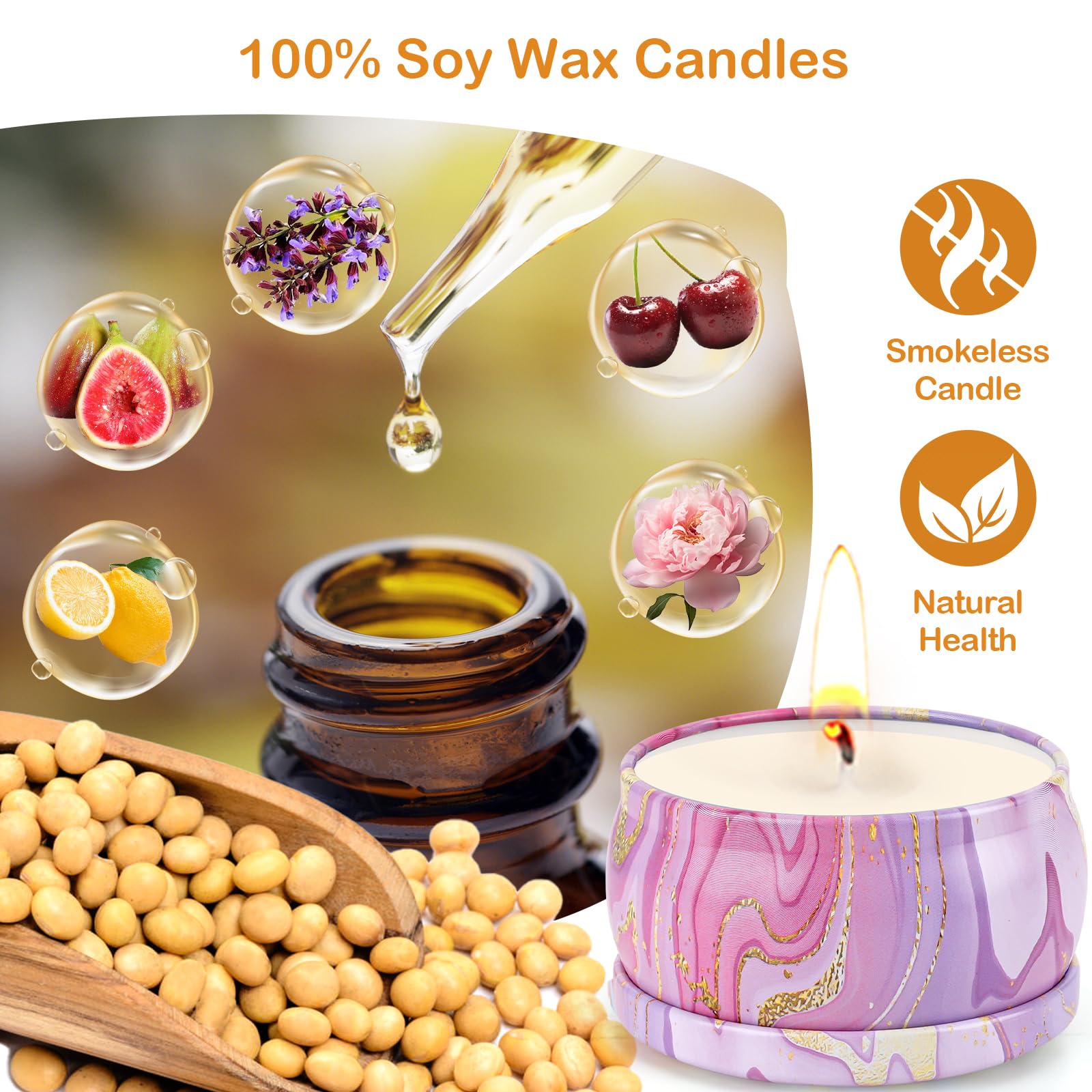 6 Pack Scented Soy Wax Candles for Women - Aromatherapy Home Fragrance Gifts Set for Christmas, Birthday, Mother's Day & Teacher Appreciation - Perfect for Relaxation, Spa Nights & Cozy Home Decor